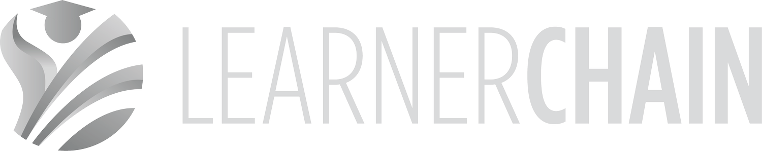 Logo of LEARNERCHAIN with a stylized icon of three abstract human figures in a circle on the left.