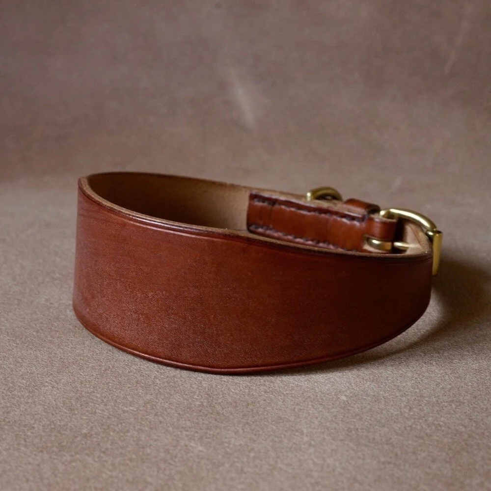 Handmade Sight Hound Dog Collar British Bridle Leather