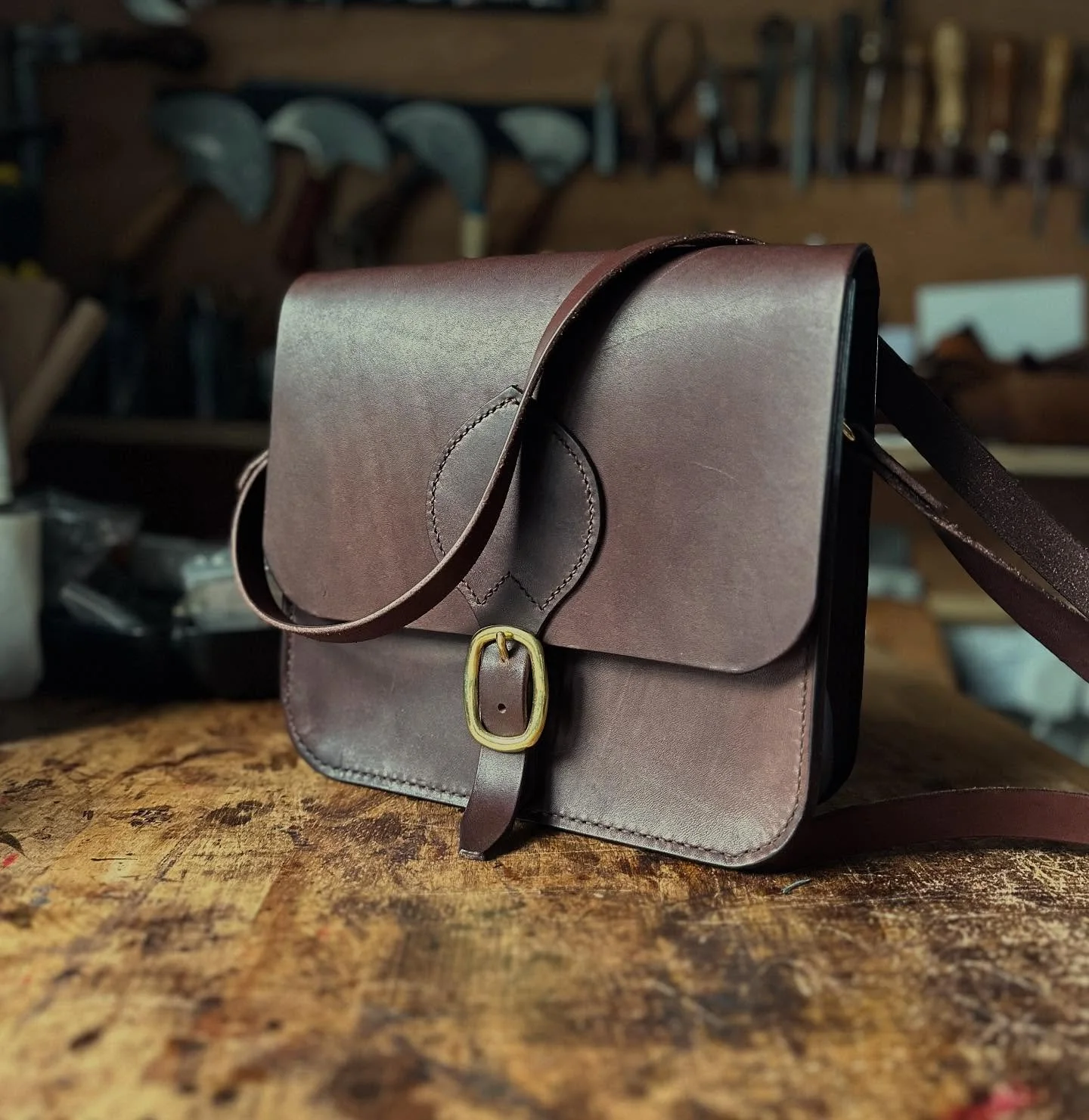 Fresh off the bench 
My very last piece of @british.pasture.leather hide made into a saddle bag .. the very last one ! 

It&rsquo;ll be up on the website tomorrow 

#britishleather #saddlebag #wip #lovemyjob #saddlery #craft #leathercraft #makers #wa