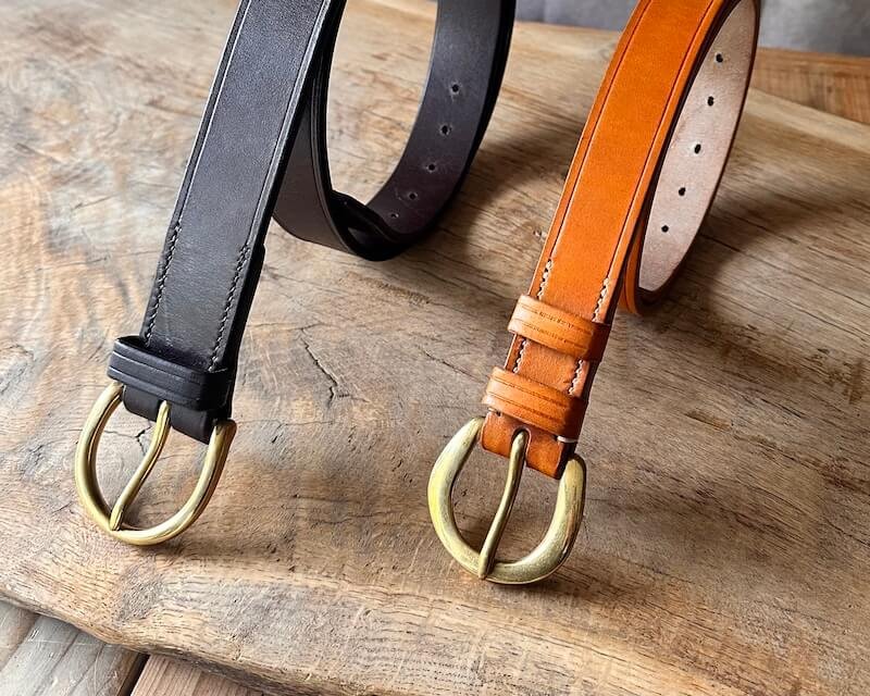 1.25 inch and 1.5 inch handmade leather belts compared
