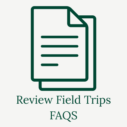 Icon of two overlapping sheets of paper with lines of text, and text below reading "Review Field Trips FAQ".