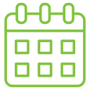 Illustration of a calendar with a green outline.