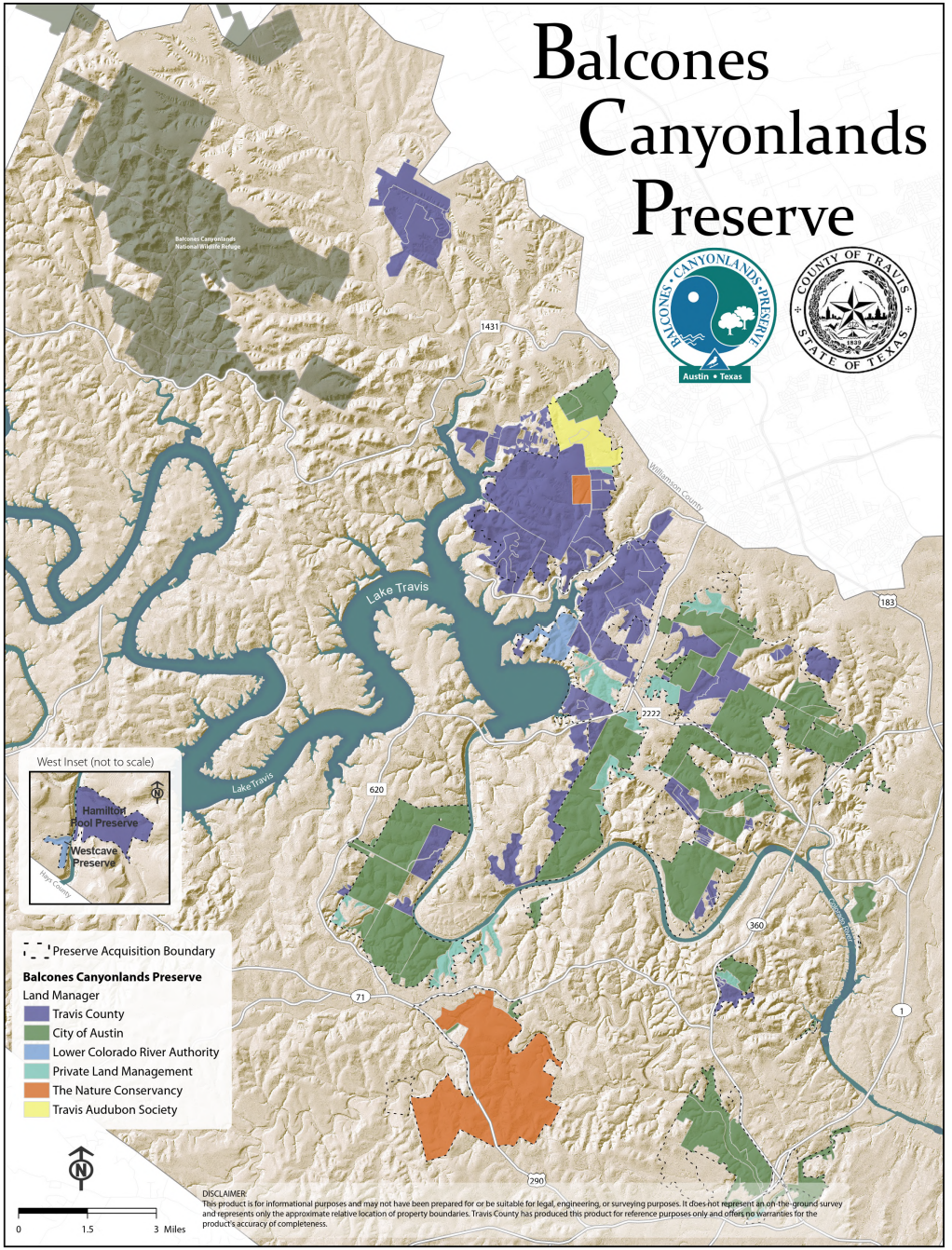 Map of Balcones Canyonlands Preserve (BCP) properties.