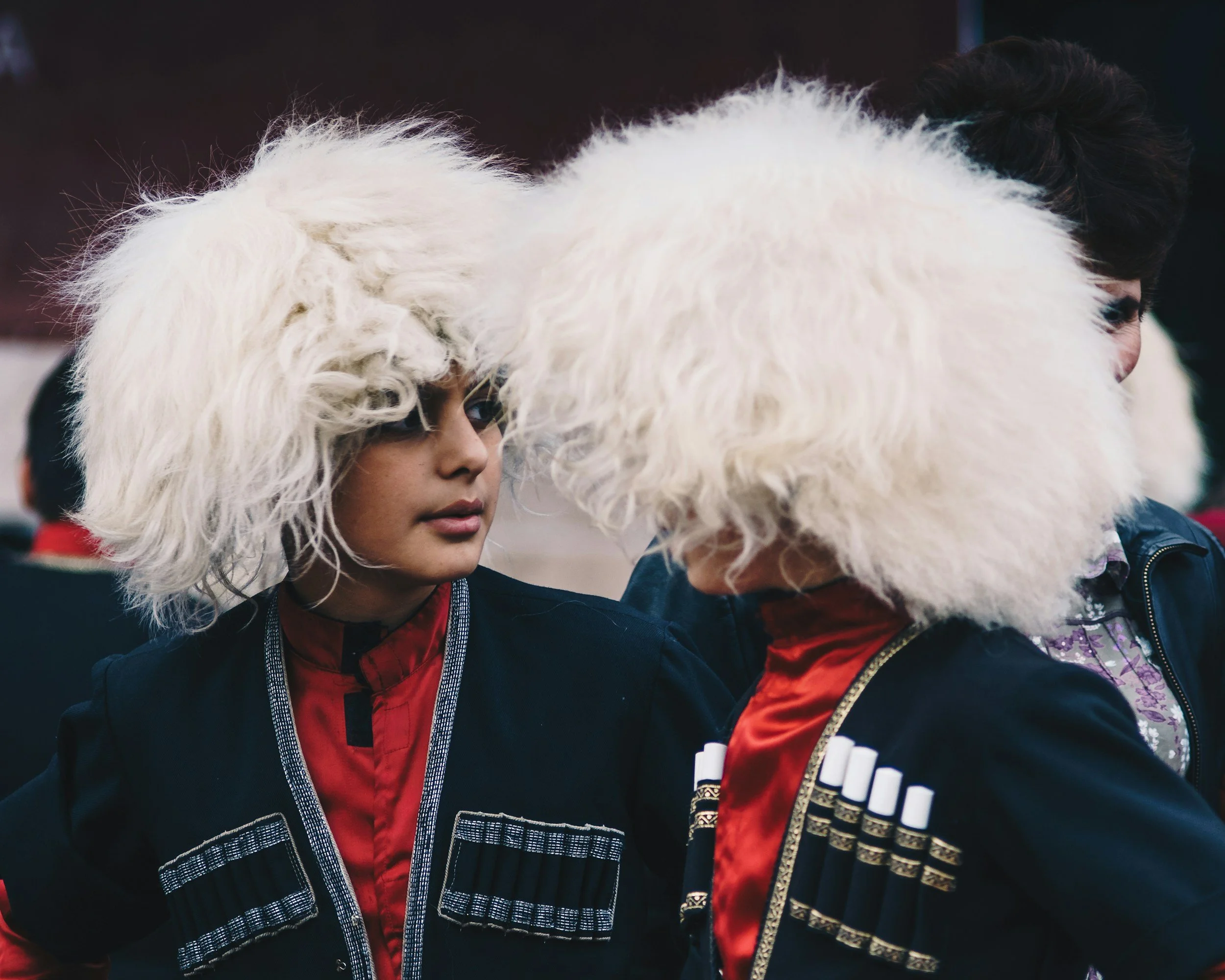 Georgian Girls wearing traditional hats and national costume