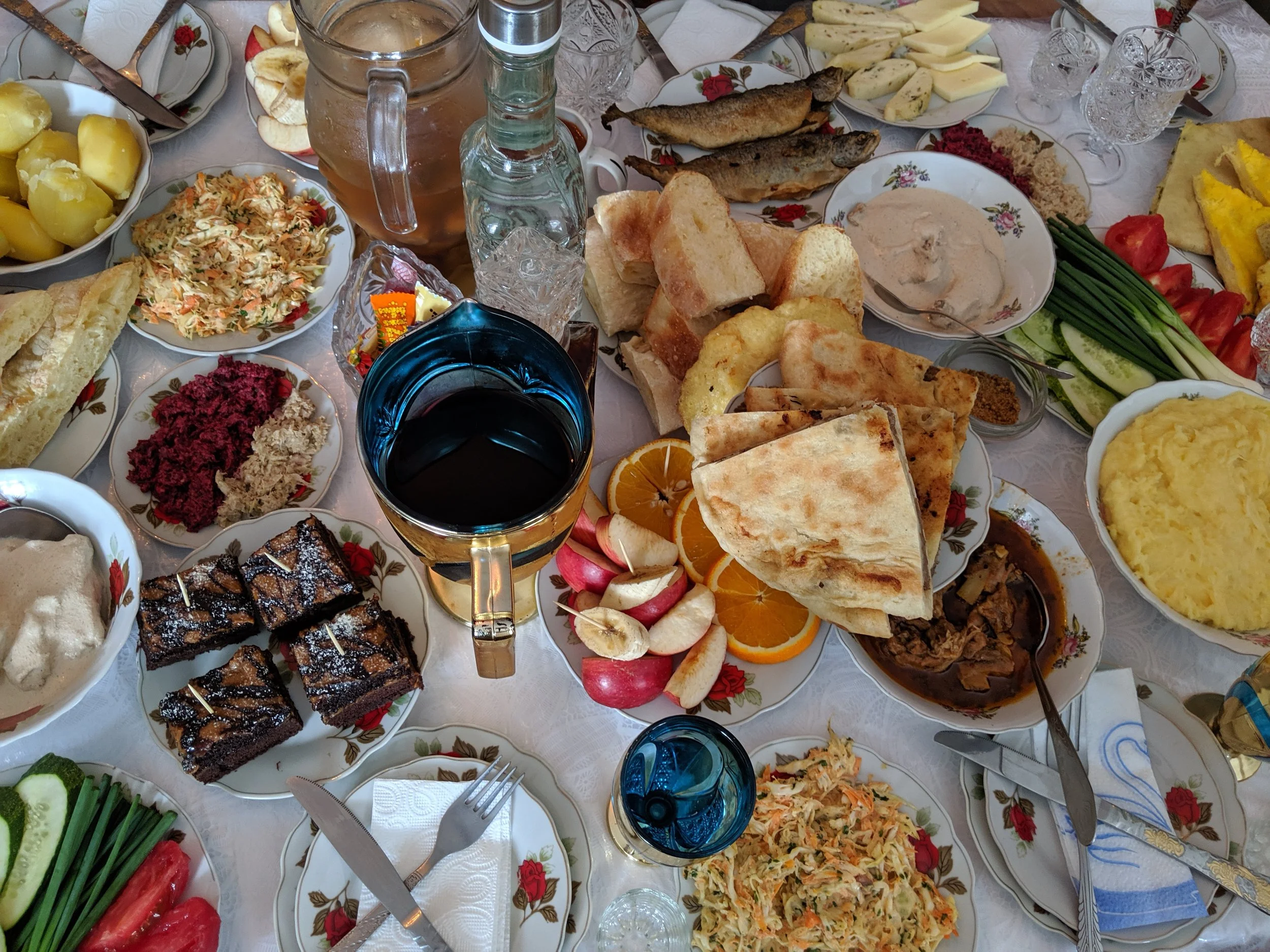 A typical Georgian homestay feast