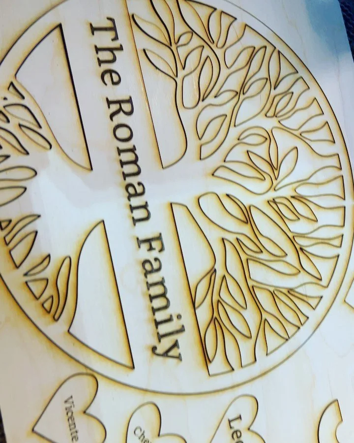 A nice piece of decor for our home, still not done yet but had to share!🏡 #decor #wood #laserengraving #pascowa #washington #familytree #romans #acrlyic