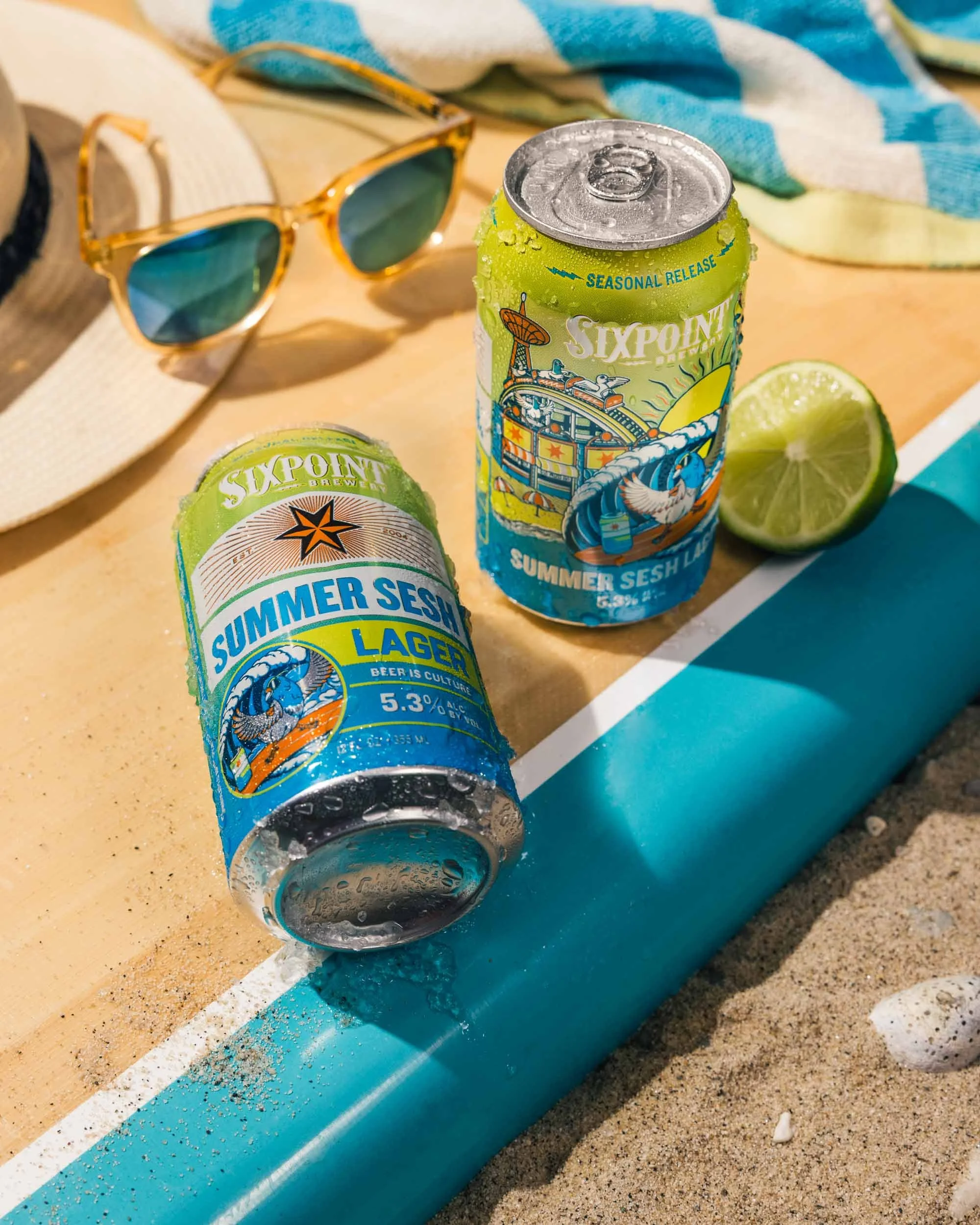 New York lifestyle beverage photography for Sixpoint Brewery Summer Sesh Lager created for seasonal beer advertising and hospitality brand marketing.