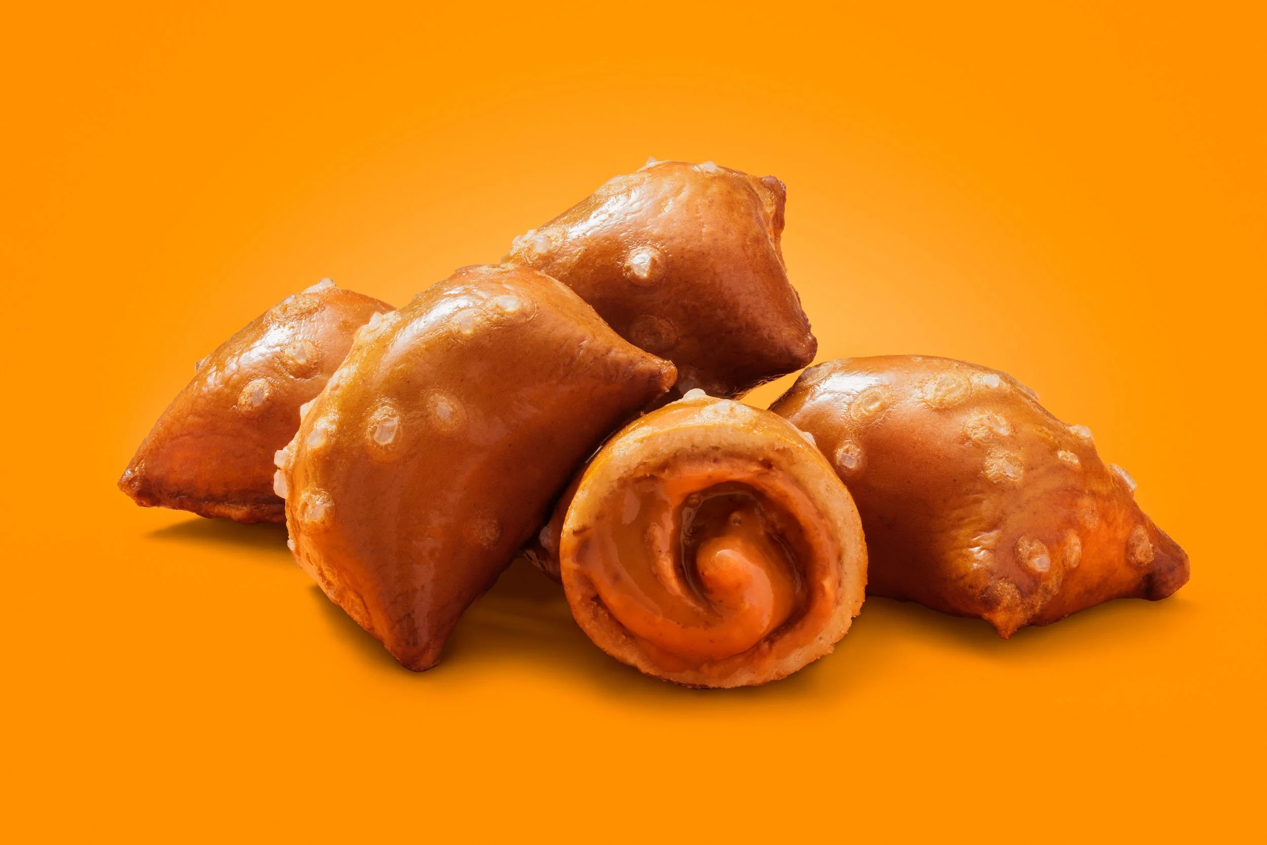 New York studio food product photography of peanut butter-filled pretzel bites for commercial food brand advertising and packaging marketing.