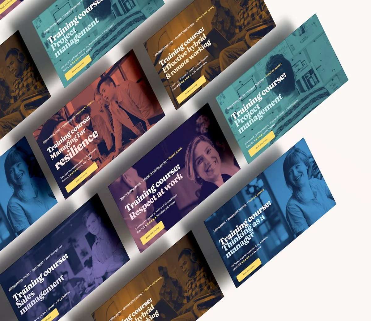 Training course hero images - duotone photos from rebrand