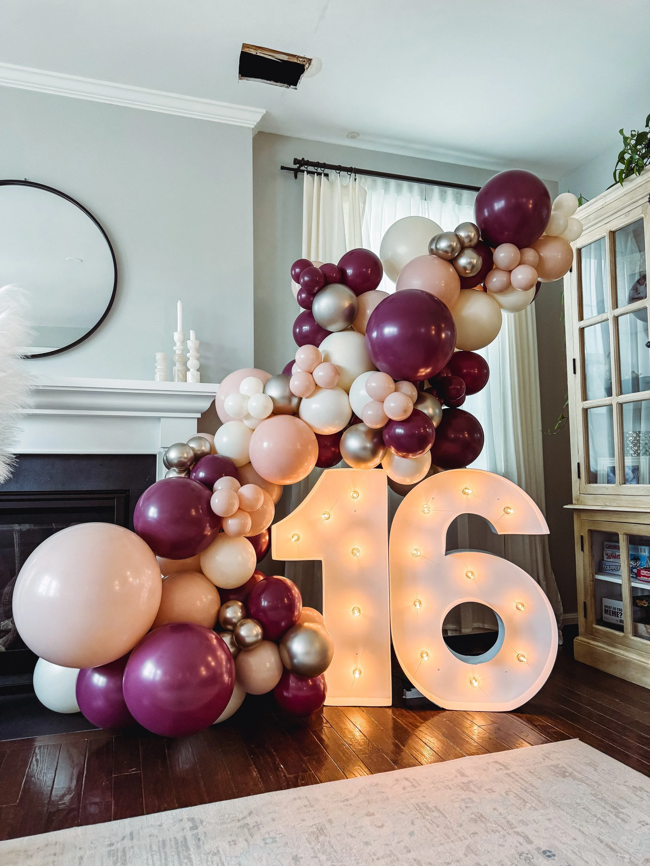 marquee lights with balloons