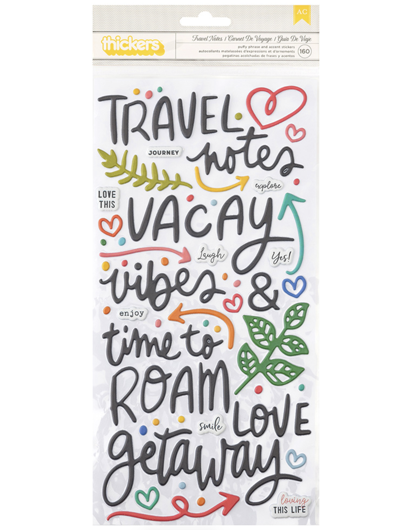 Vicki Boutin Travel Notes Thickers - Puffy Stickers