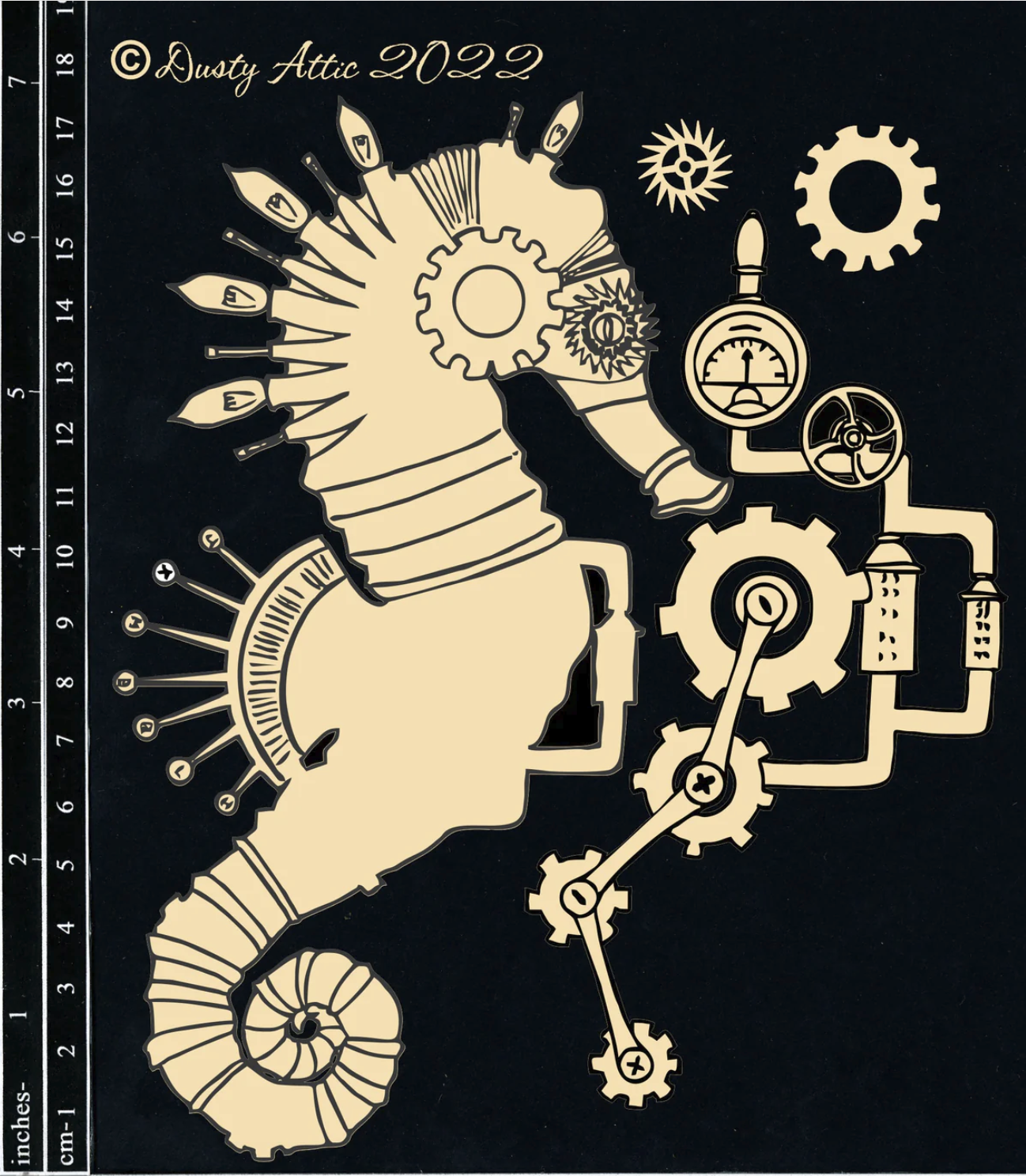 Dusty Attic Mechanical Seahorse Embellishment