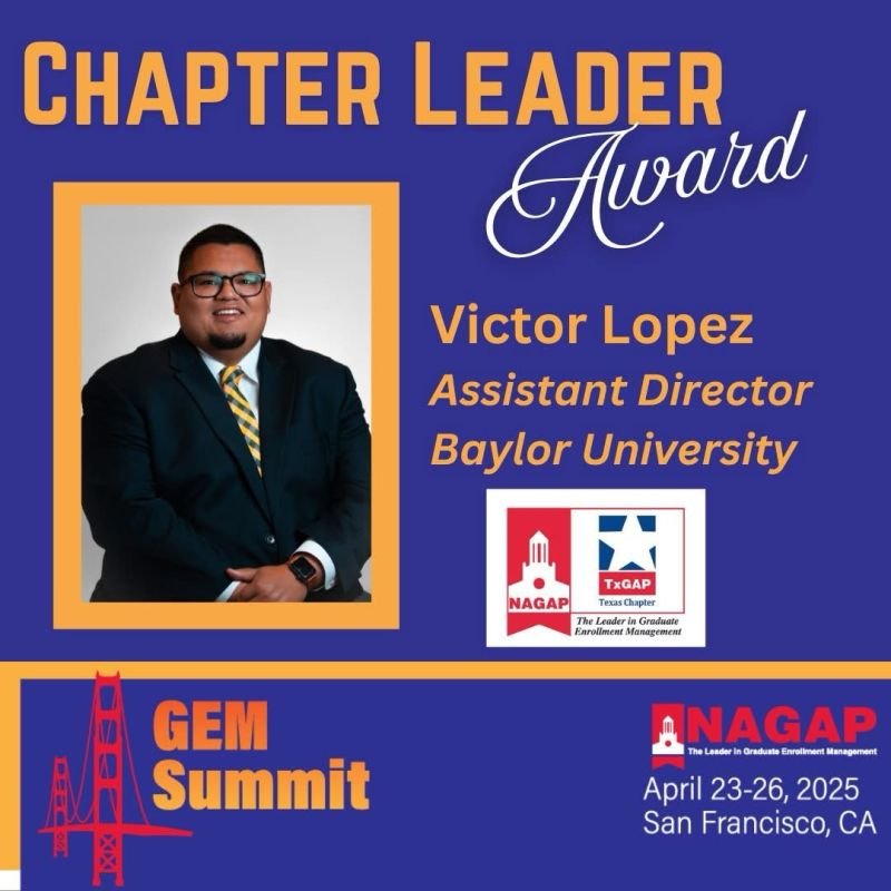 Victor Lopez Honored with Prestigious NAGAP Chapter Leader Award for Excellence in Graduate Enrollment Management