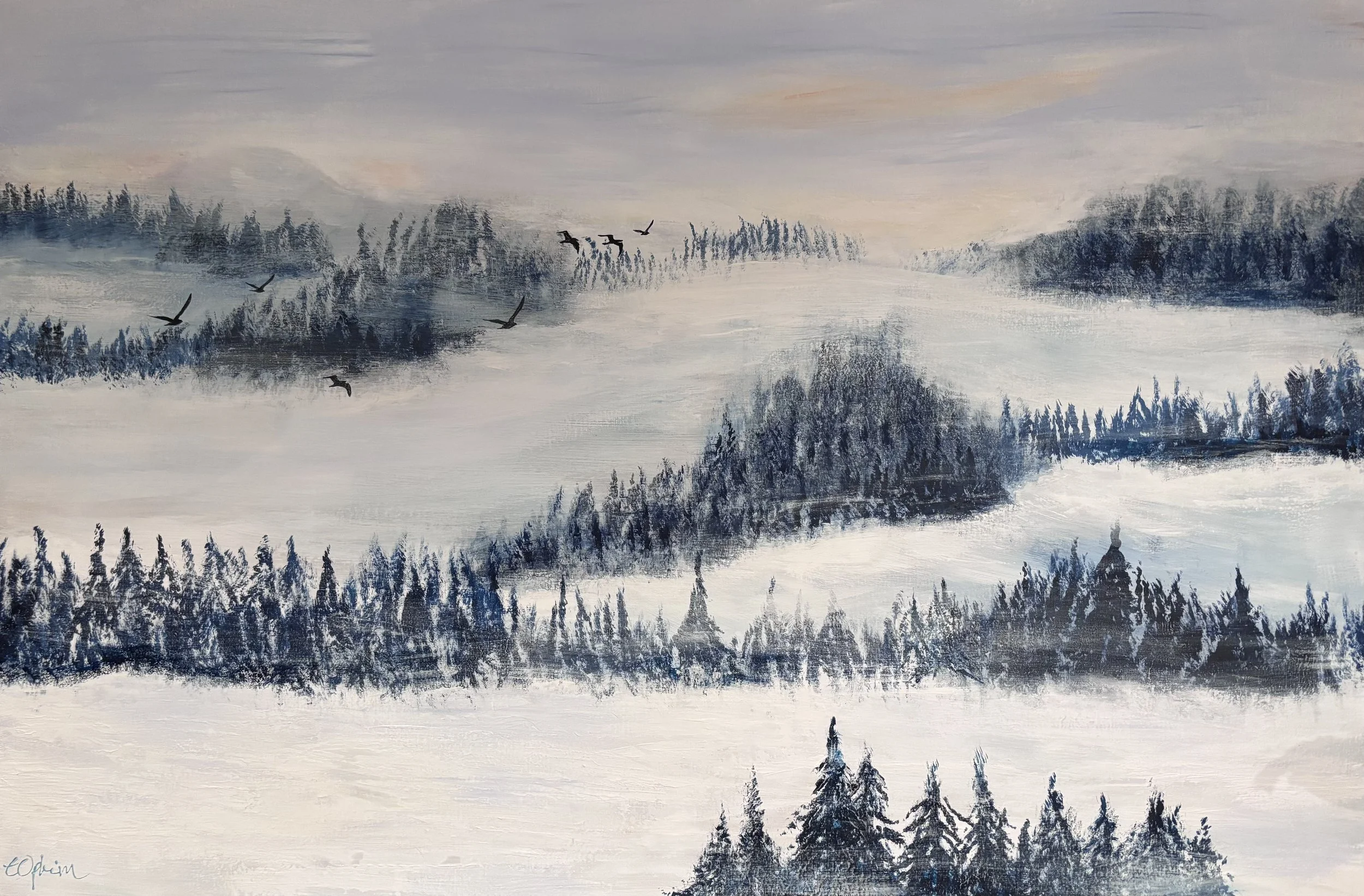 Vinterslør 90x120 cm, akryl, kr 11000