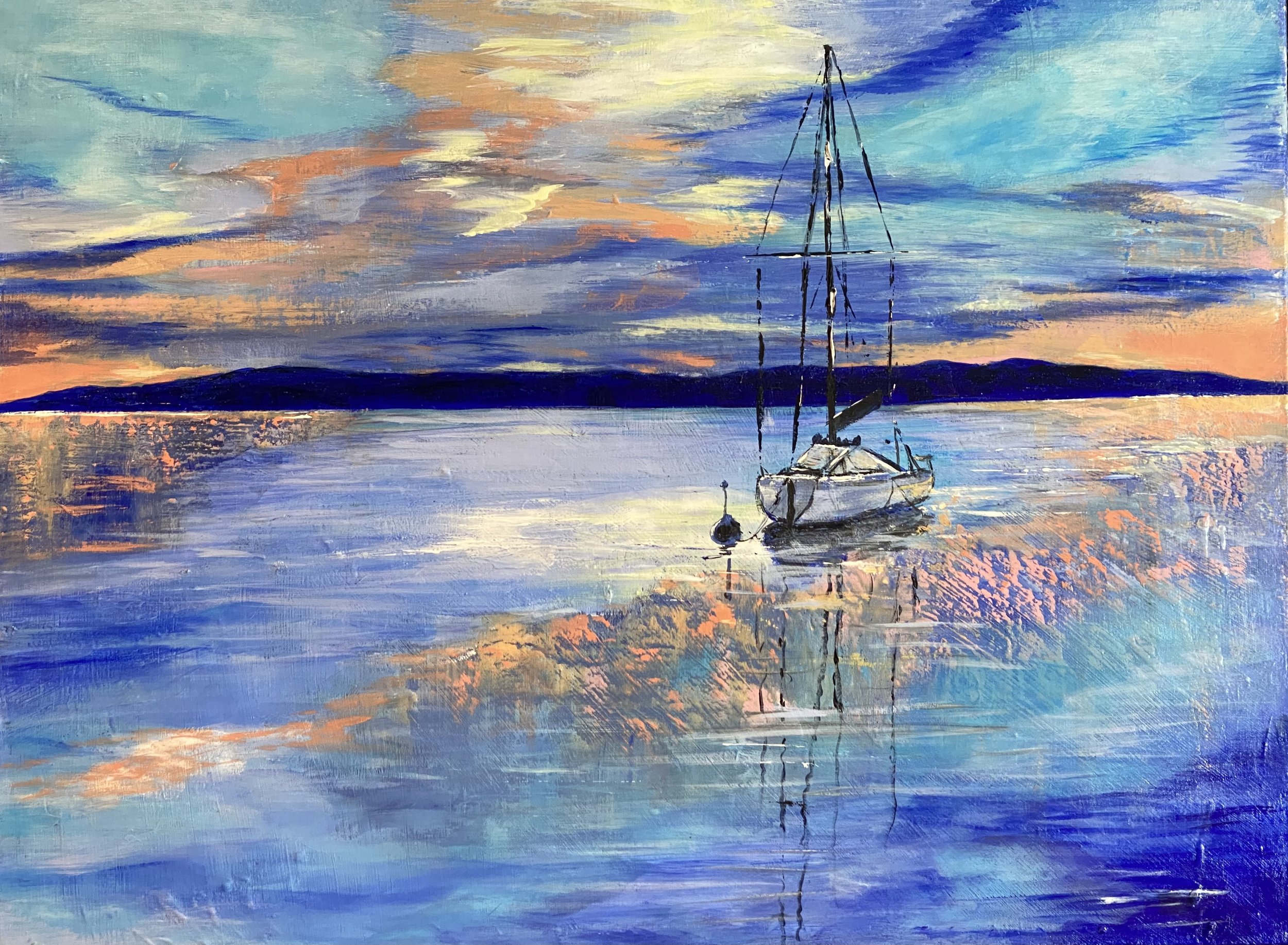 Så seiler vi på Mjøsa, 60x80, akryl og epoxy
