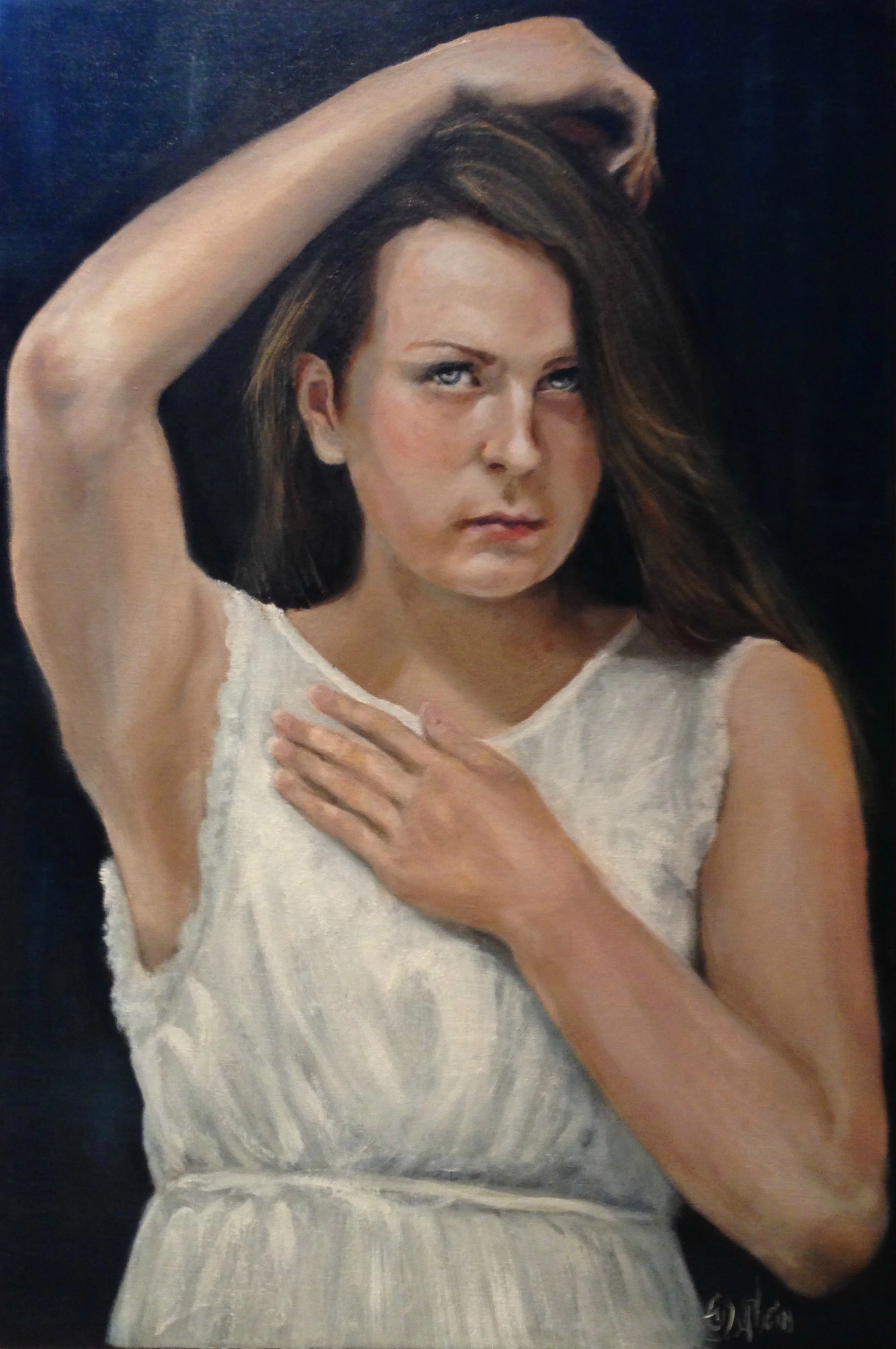 I hvit kjole, 90x60, olje på lerret, pris på forespørsel