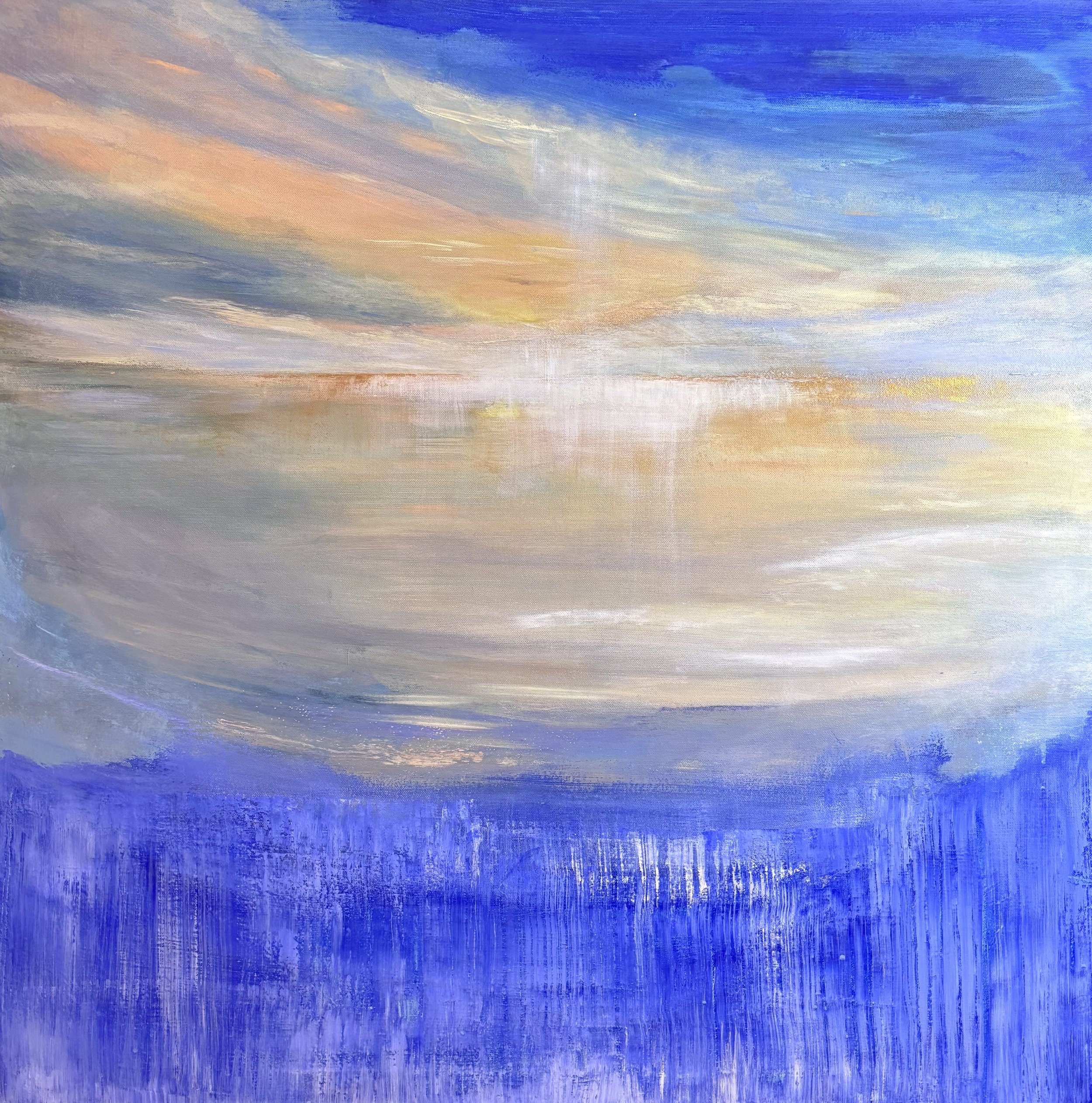 Under overflaten 80x80, akryl m gulldetaljer, kr 7000