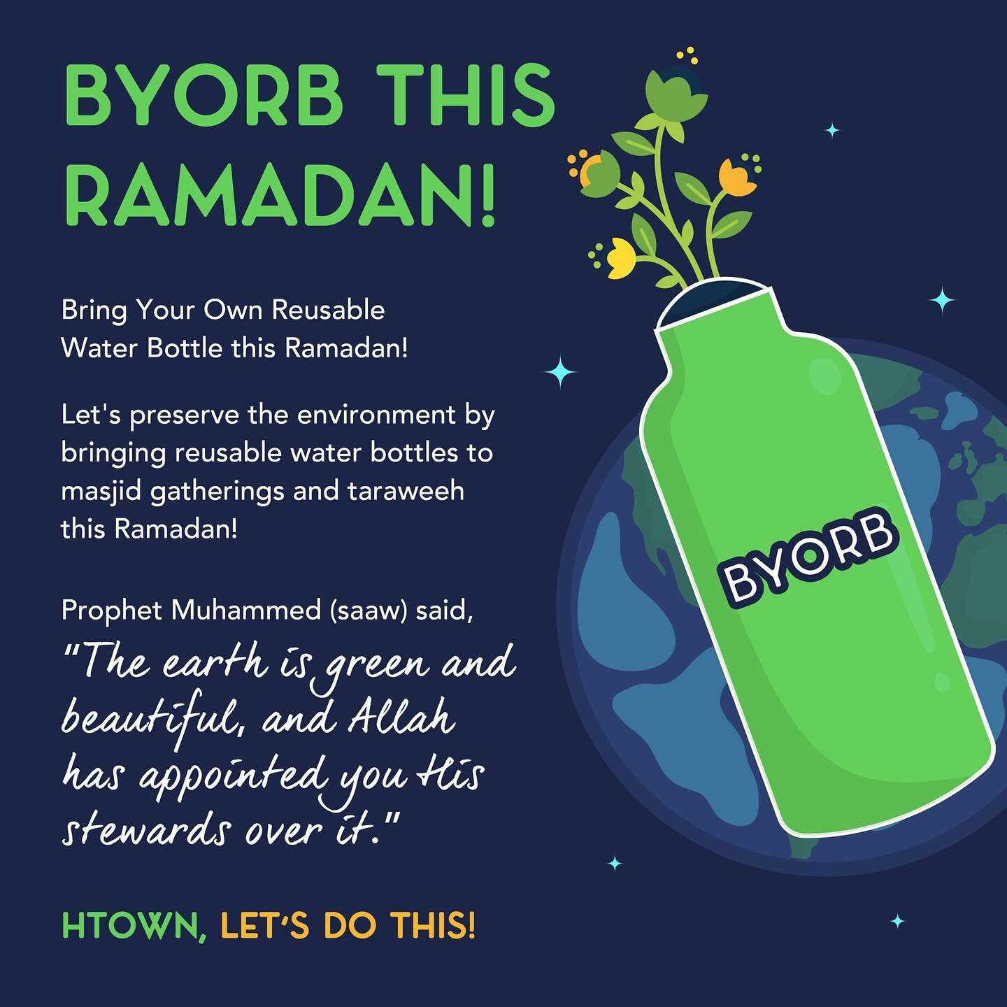 An-Nisa is proud to BYORB this Ramadan in this community-wide initiative ♻️💚

Bring Your Own Reusable Water Bottle this Ramadan!

Did you know that it takes at least 450 years for a plastic water bottle to biodegrade?

Let&rsquo;s preserve the envir