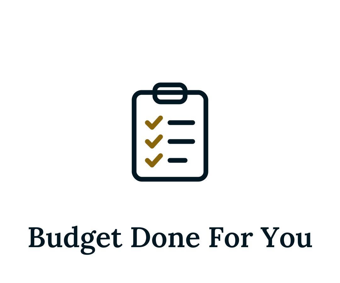 “Budget Done For You icon: personalized budget built for you”