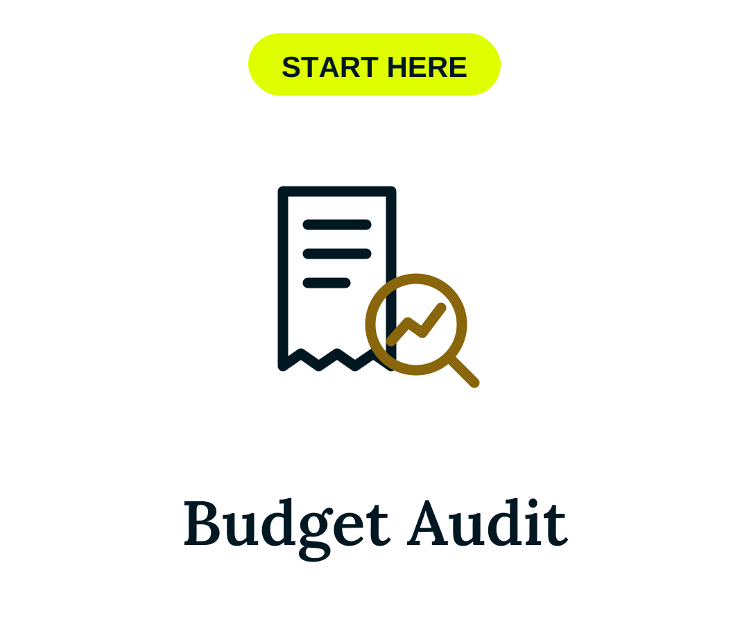 “Budget Audit icon: flat-fee budget review with a financial planner”