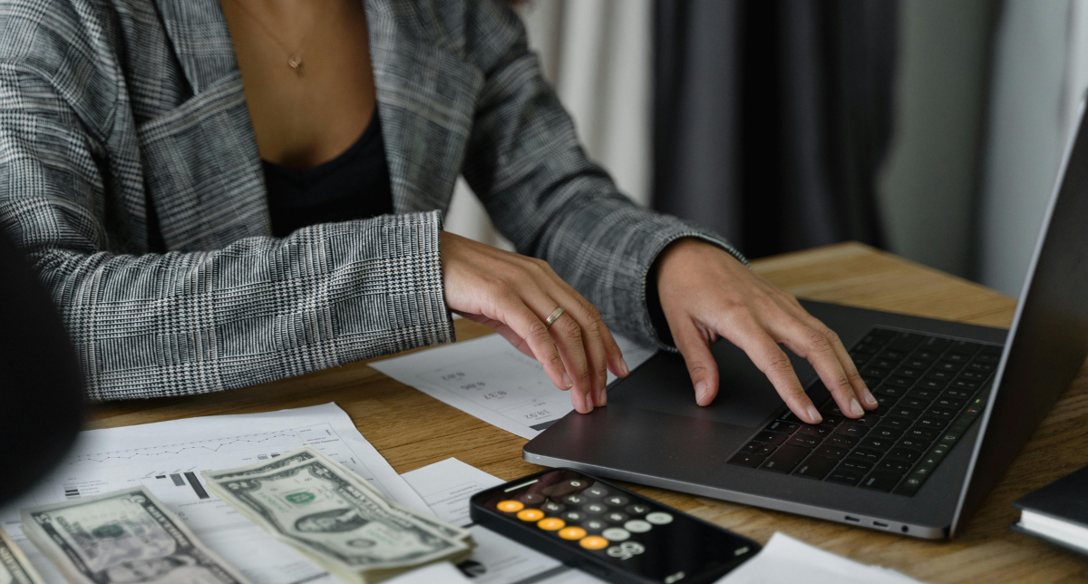 Women working on her budget.