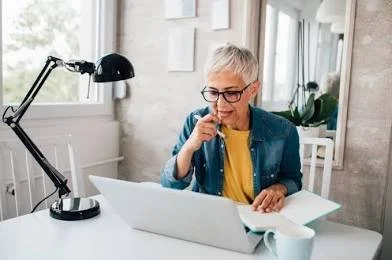 Woman learning about money