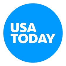 Blue circle with white text reading 'USA TODAY'
