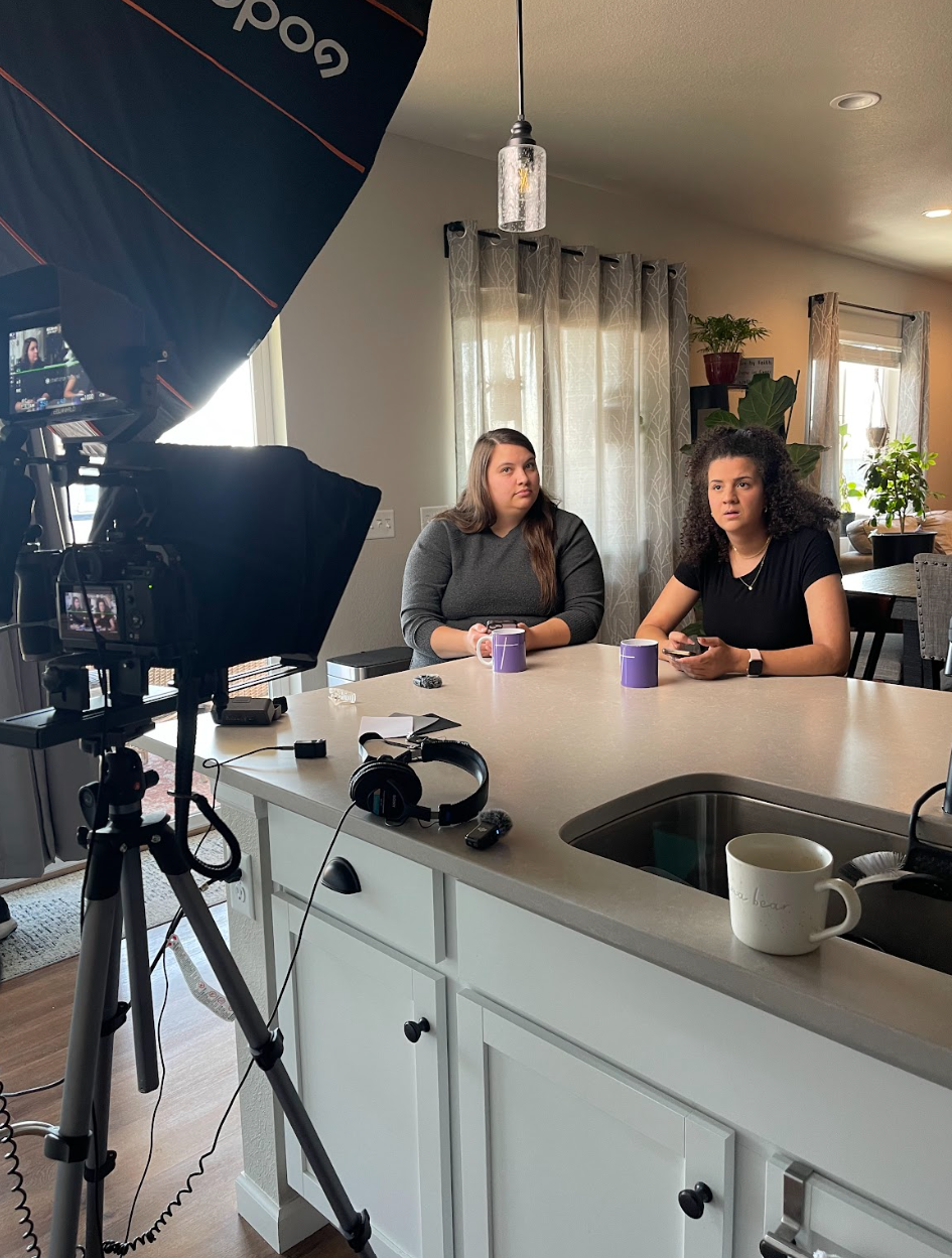 Behind the scenes recording session for the Girl Listen Up Podcast by Built Up Ministries.