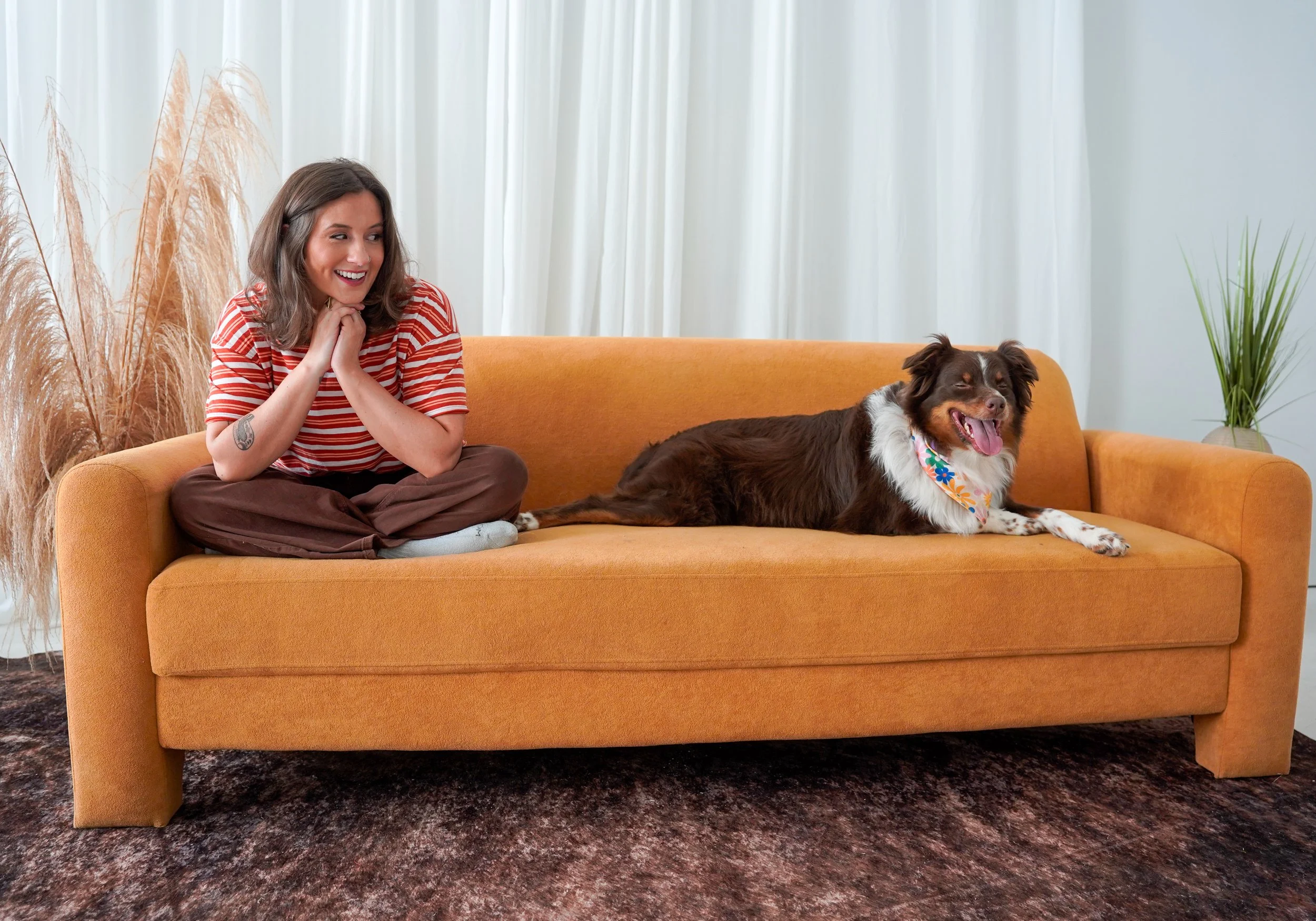 girl with australian shepherd