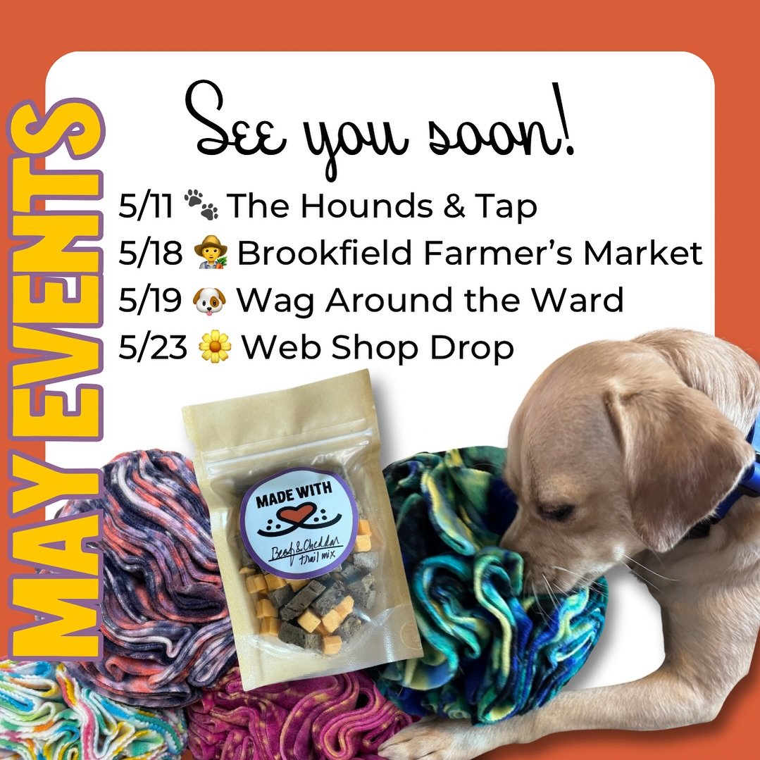 Event season kicks off for us very soon! We&rsquo;re hitting the town with our handmade dog treat trail mix and canine enrichment toys, and we can&rsquo;t wait to see you out there!

🤲Our current give-back recipient is still Hoovers Hause All Dog Re