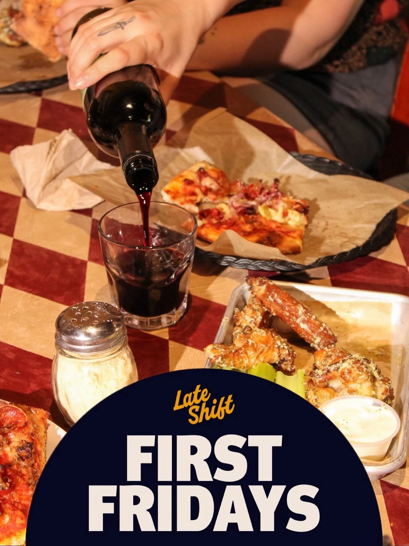 FIRST FRIDAY IS HERE AGAIN and we&rsquo;re so excited to share our new shareable app menu with all you late night folks again! If you missed it last time, make sure to be there tonight for some excellent new menu additions including the fan favorite 