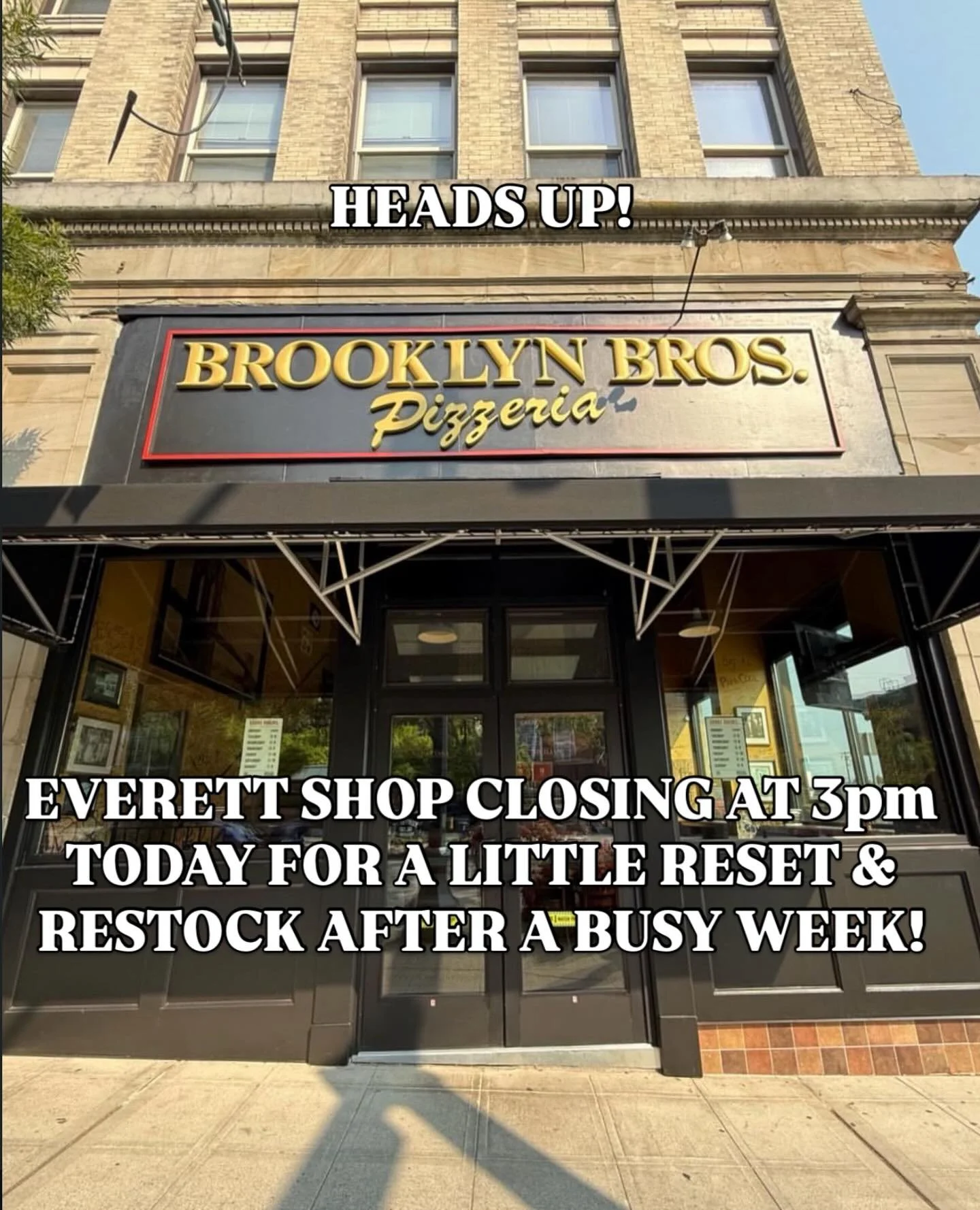 HEADS UP! Everett Shop Closing at 3pm today for a little reset and restock after a crazy week! Come visit us in Mukilteo instead tonight 🍕❤️

THANK YOU!