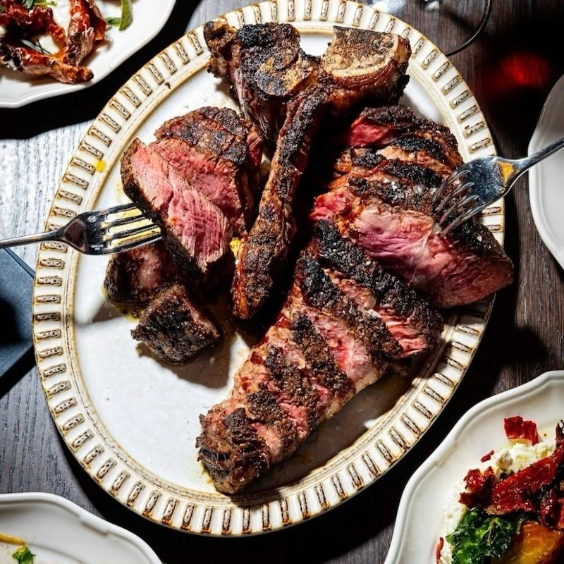 Grilled T bone steak prepared by our personal chefs