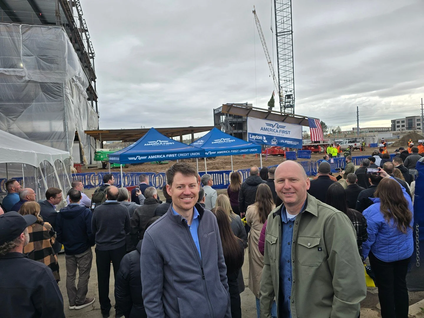 A major milestone for America First Credit Union Headquarters office building in Riverdale, Utah! Yesterday we celebrated the topping-out ceremony, marking the placement of the final structural beam at the highest point of the building's frame. Our e