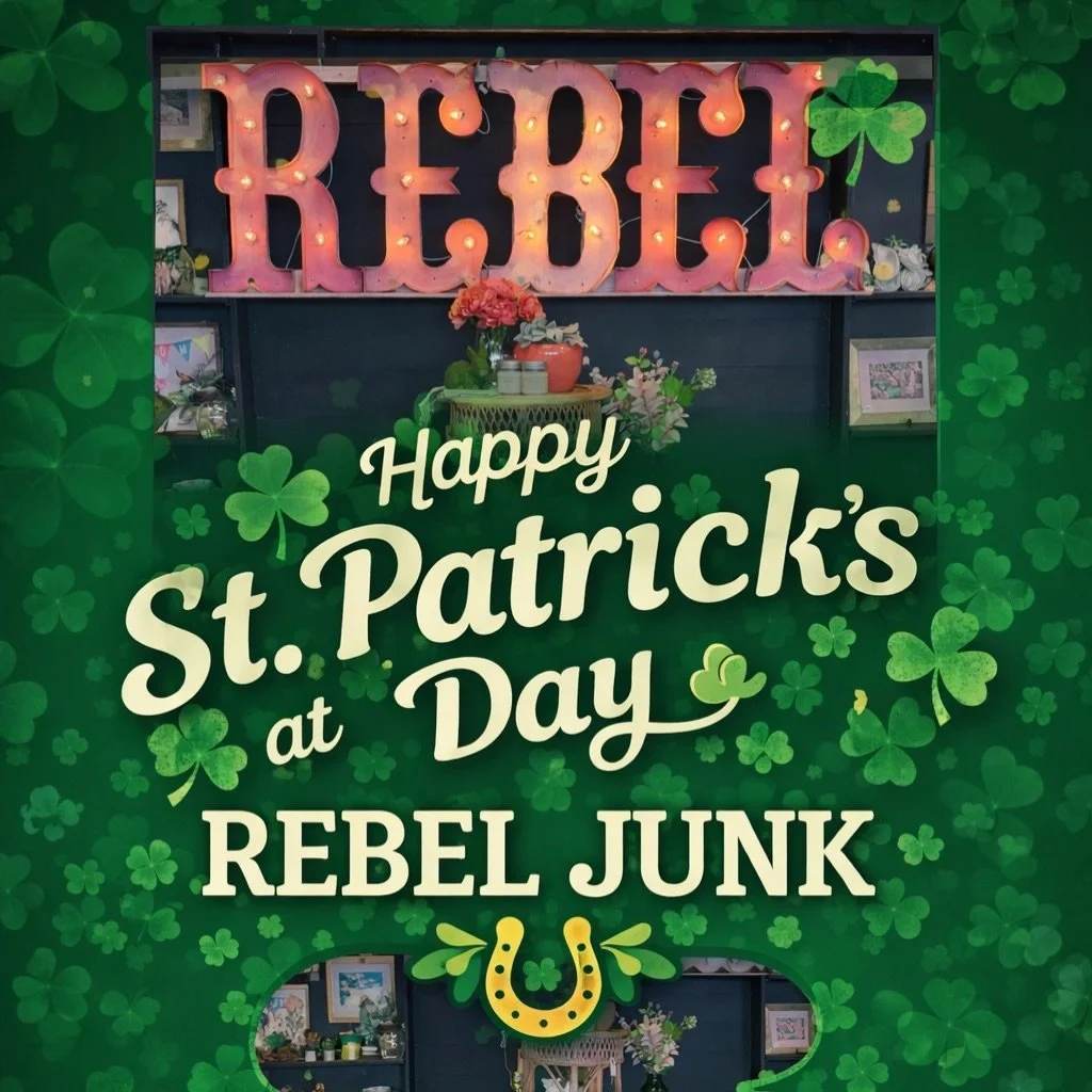 Hey Rebels,

Feeling lucky? 🍀

St. Patrick&rsquo;s Day is here, and there&rsquo;s no better place to find a little &ldquo;gold&rdquo; than at Rebel Junk.

From vintage treasures and handmade goods to one-of-a-kind d&eacute;cor and unexpected finds, 