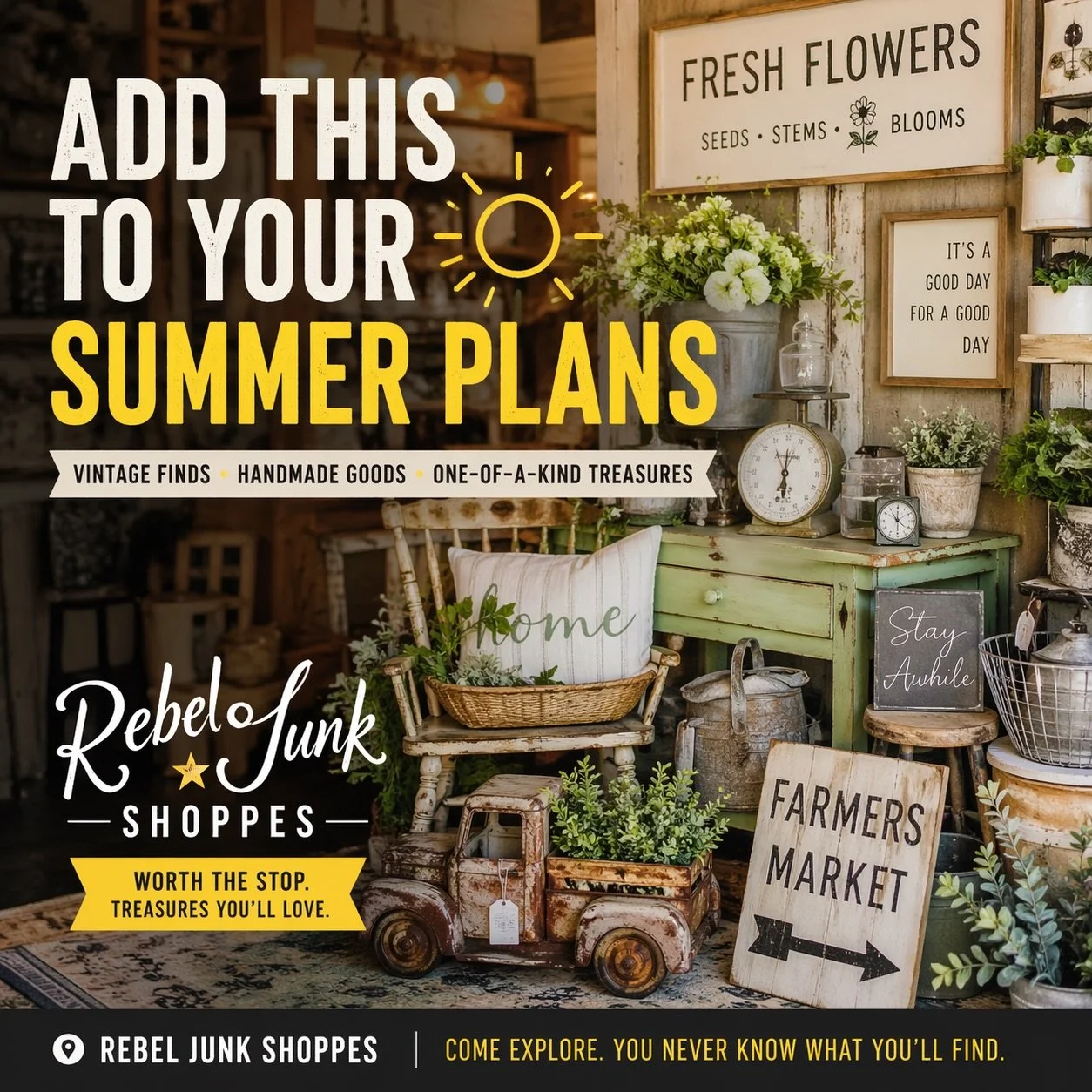 Out exploring this summer? ☀️

Make sure Rebel Junk is on your list.

Vintage finds, handmade goods, and one-of-a-kind treasures you won&rsquo;t find anywhere else.

Trust us&hellip; it&rsquo;s worth the stop.

Rebel Junk Shoppes
2424 N 4th St, Coeur
