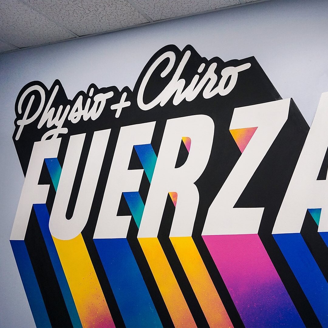 Final pics from the new wall art at Fuerza // Physio &amp; Chiro. A hella of a good time with these fades and sharp lines. 
#letteringmural #tampafl #tampamural #tampamurals #tampa
