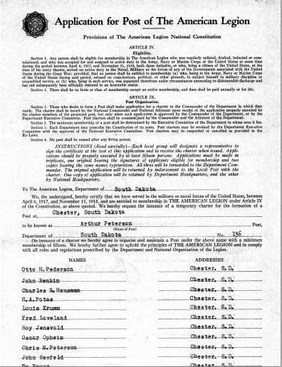Permanent Charter Application--1930