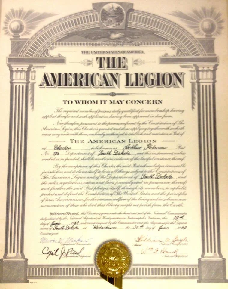 Our official charter, issued 1963.