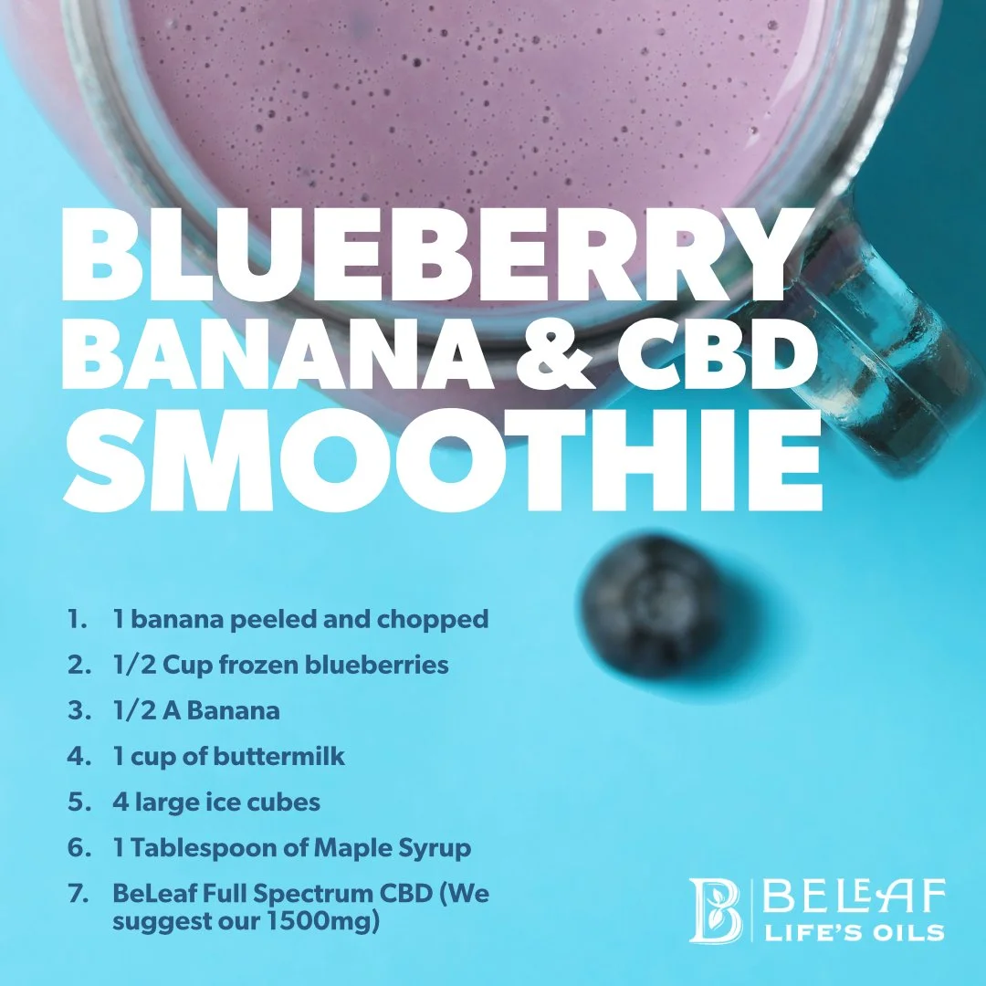 On a hot summer day, a cold smoothie can be the perfect thing for a morning kickstart or an afternoon snack. This delicious blend of blueberries, banana, buttermilk, maple syrup, and a dash of BeLeaf will not only fill you up&ndash;it will also provi