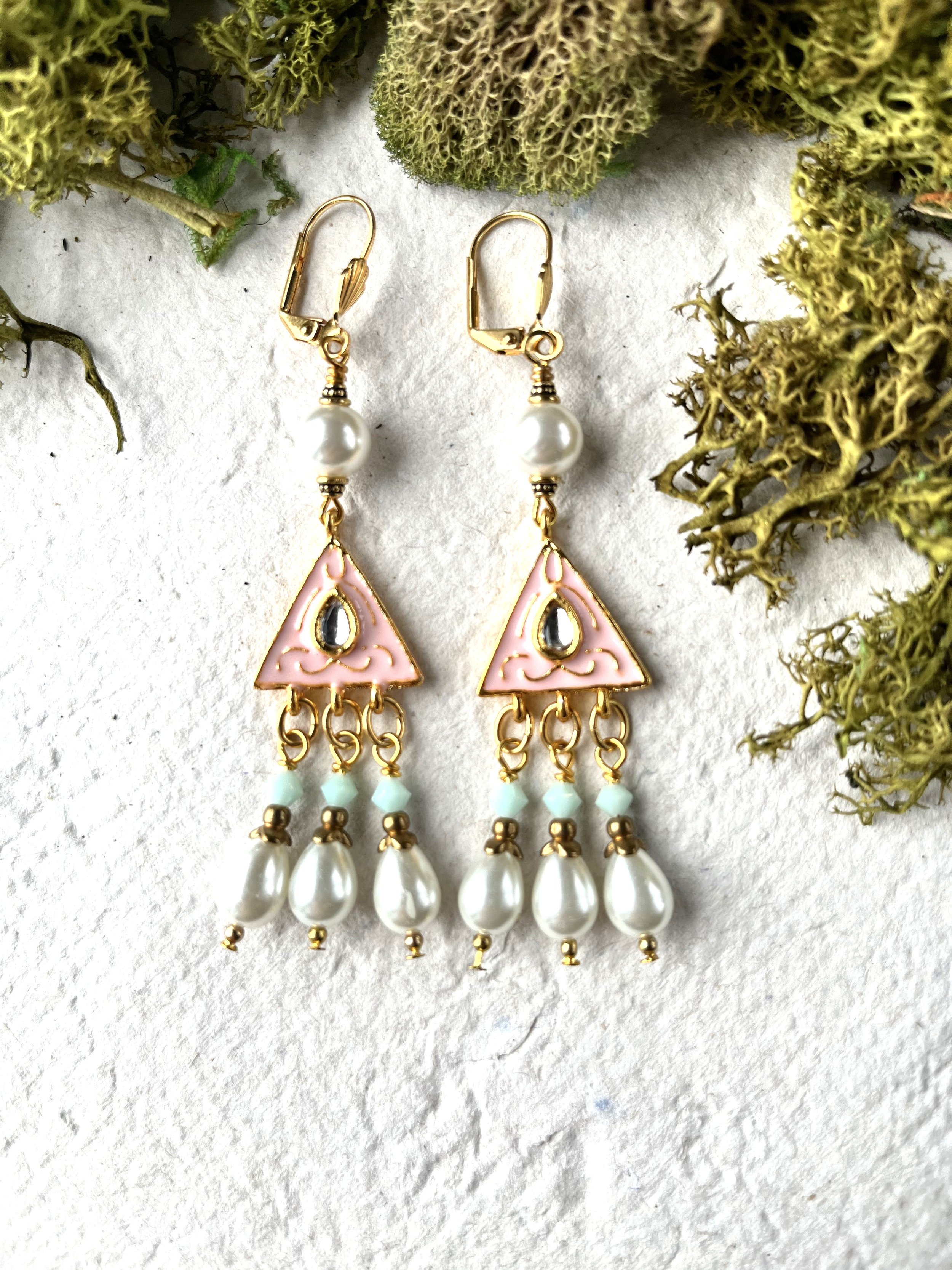 Pink and Mint Pearl earrings 2.jpg