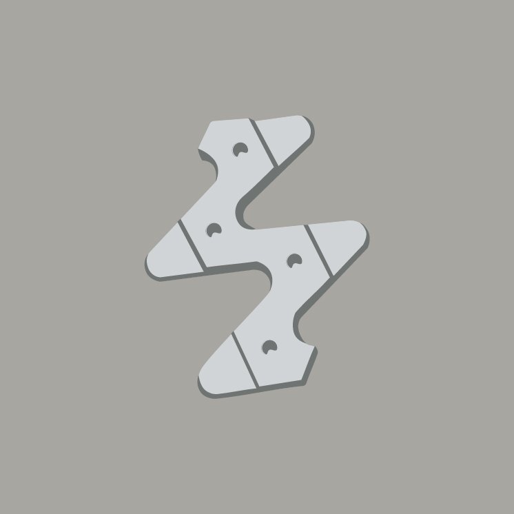 A stylized illustration of a chain with four interconnected links, depicted in shades of gray and white on a gray background.