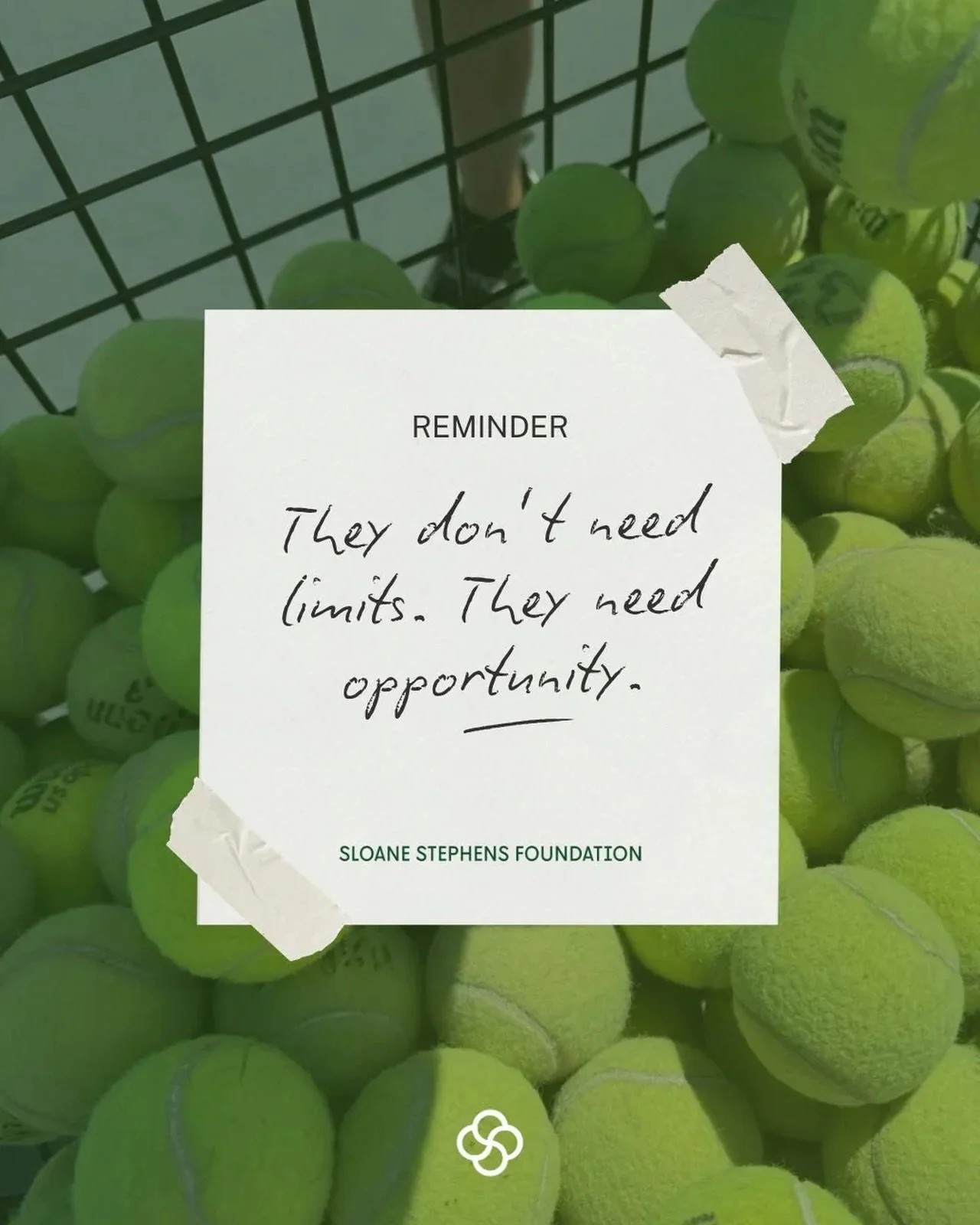 A reminder for today and every day: Every child has potential, they just need the right door to open. 🎾 We&rsquo;re here to provide the opportunities that turn &ldquo;limitless&rdquo; into a reality. #SloaneStephensFoundation #Opportunity #YouthSpor