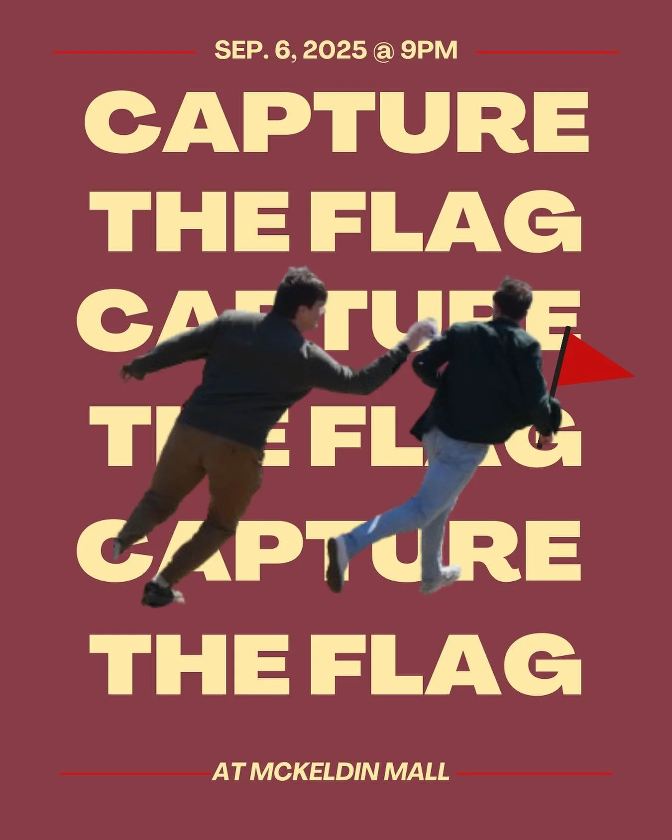 It&rsquo;s that time ⏰ of the year again&hellip;join us this Saturday at 9pm on Mckeldin Mall for our glow-in-the-dark ✨CAPTURE THE FLAG ✨ 

📣Free dinner will be provided for freshman at 7:30pm! 

Be there or be 🟥.