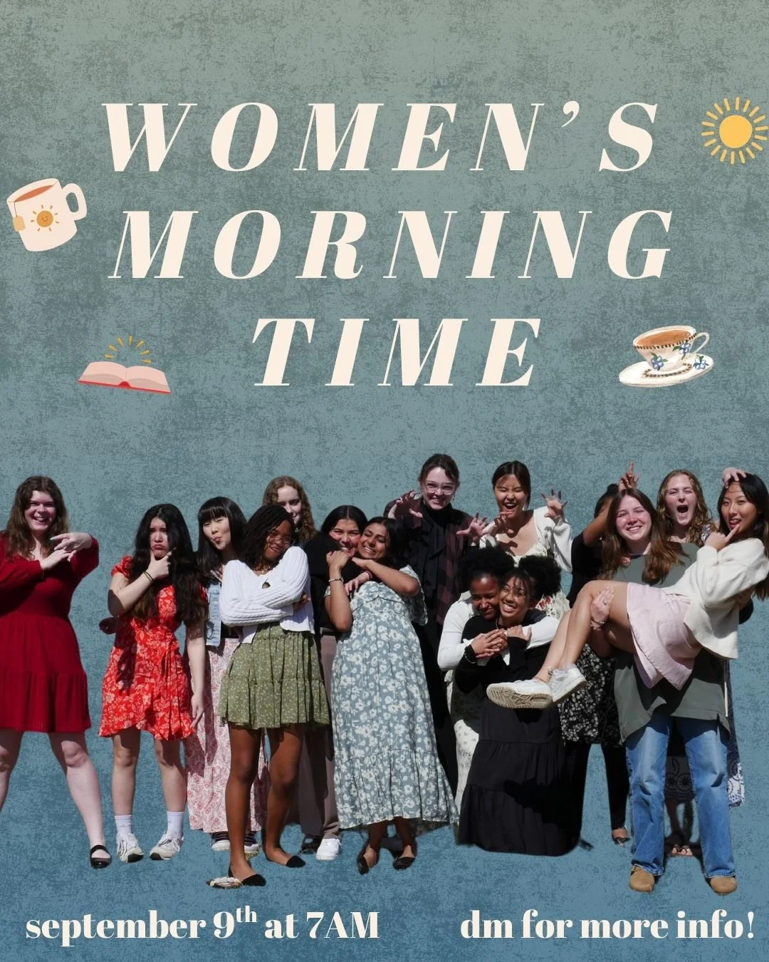 ATTENTION WOMEN OF ONEU! 

are you looking for a space to hang out and have deeper conversations about the Lord with other women of God? well....starting this fall, we will have WOMEN's MORNING TIME (biweekly meetings every other tuesday at 7AM)!! 

