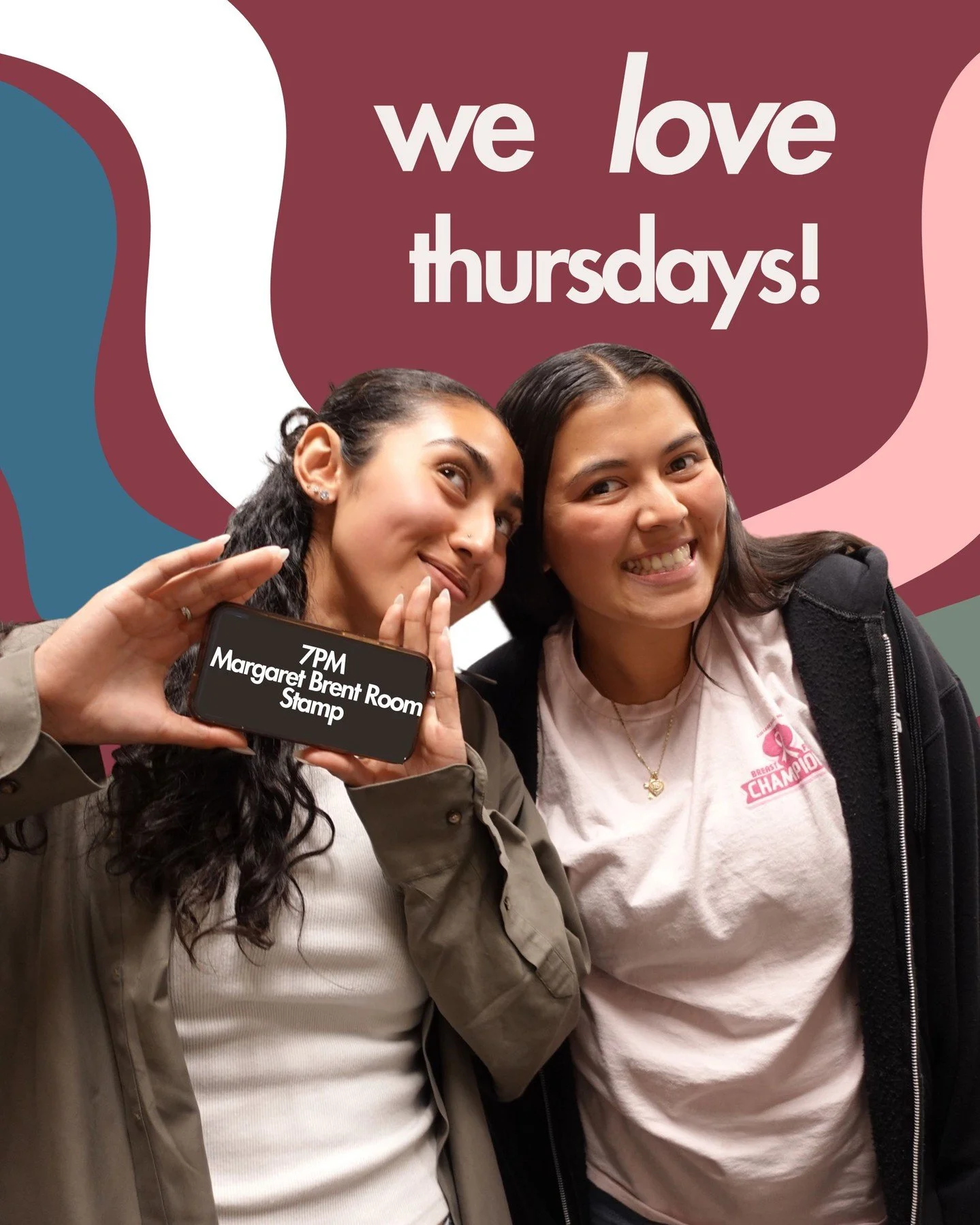 WE LOVE THURSDAYS! see you tonight in Margaret Brent at 7PM! we will be studying Philippians 1:12-18!! best night of the week!