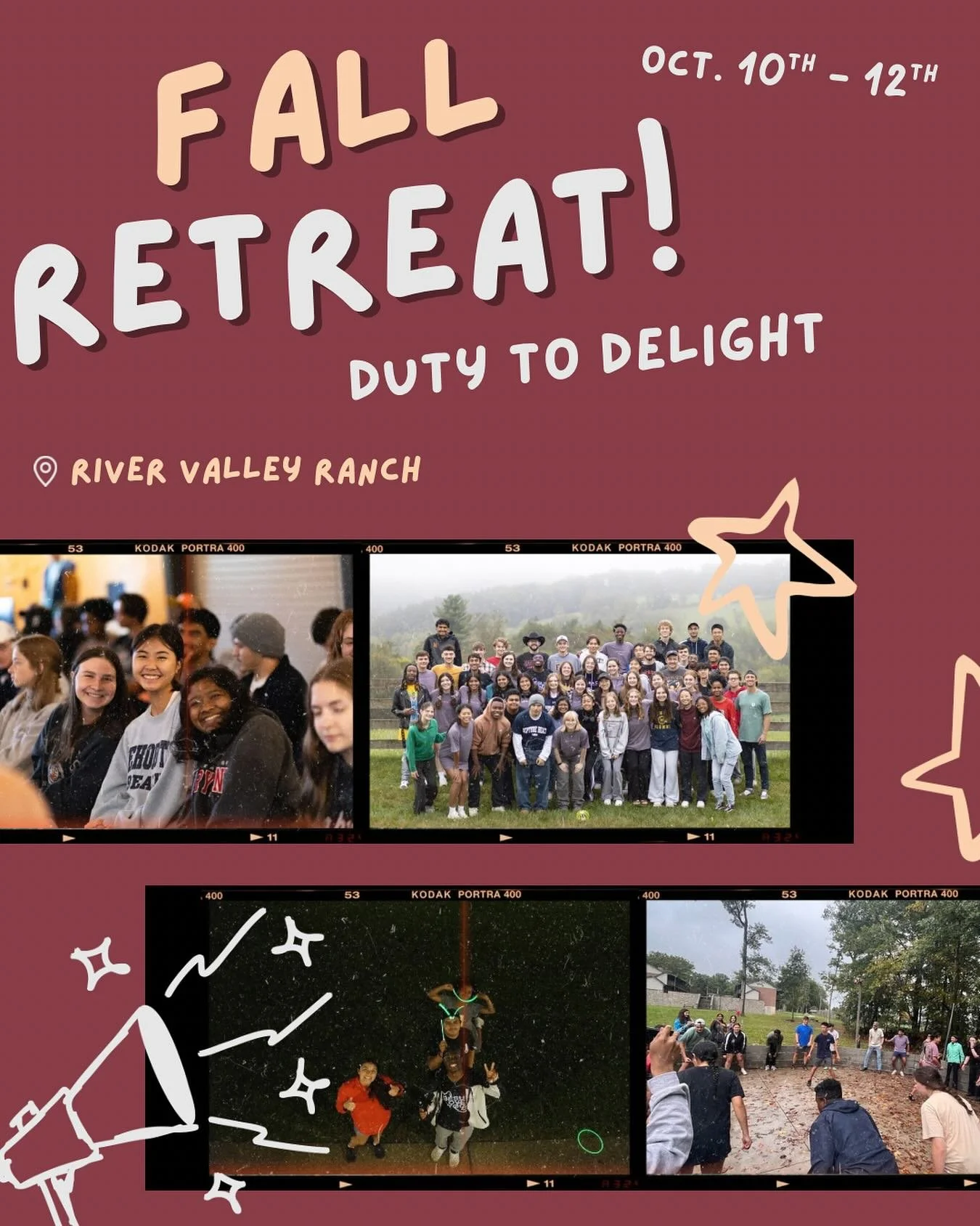 FALL RETREAT!! Join us for an amazing weekend spent with the Lord and fellow students. It&rsquo;ll be filled with a lot of fun, worship, and good chats. Last day to sign up is  THIS FRIDAY(9/26)!! So, what are you waiting for? Get to it ;)