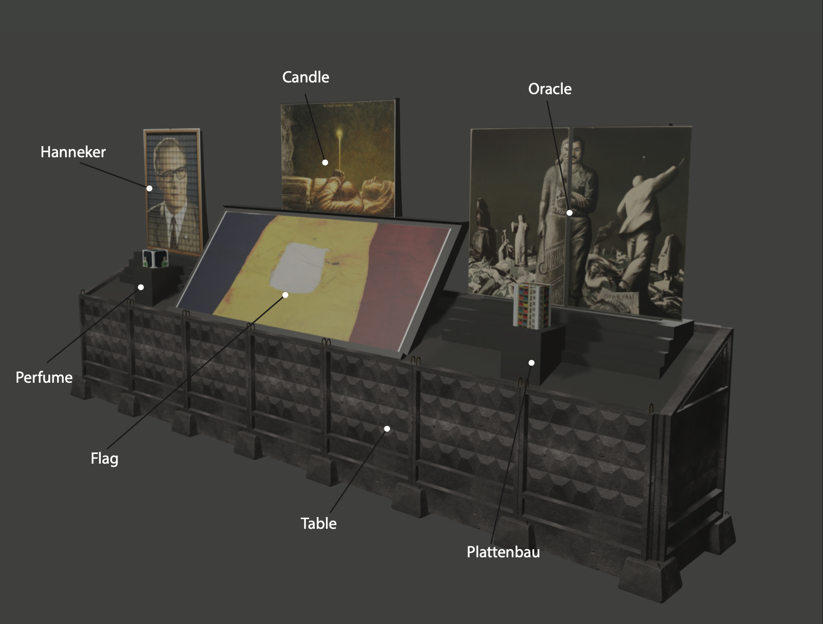 client: Bridge Projects & The Wende Museum project: design of pedestal for artist Regina Mamou to host a selection of objects from the Cold War date: 2022