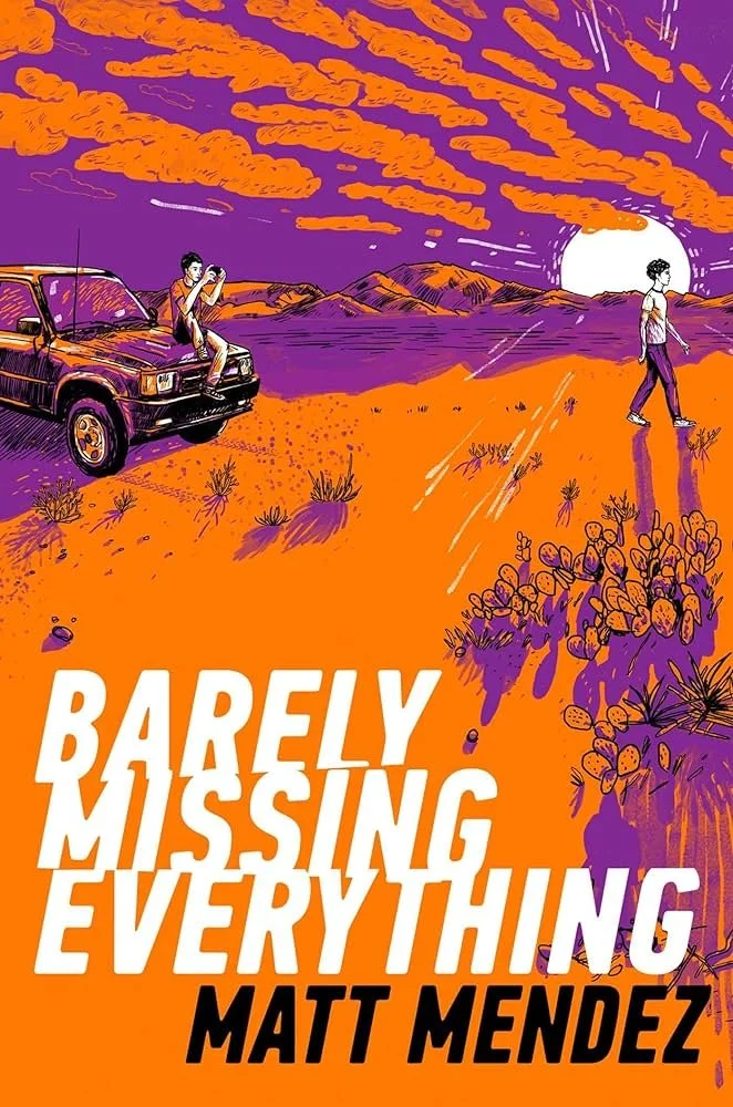 A book cover for the future of  agency LLC's previous campaign for Barely Missing Anything by Matt Mendez