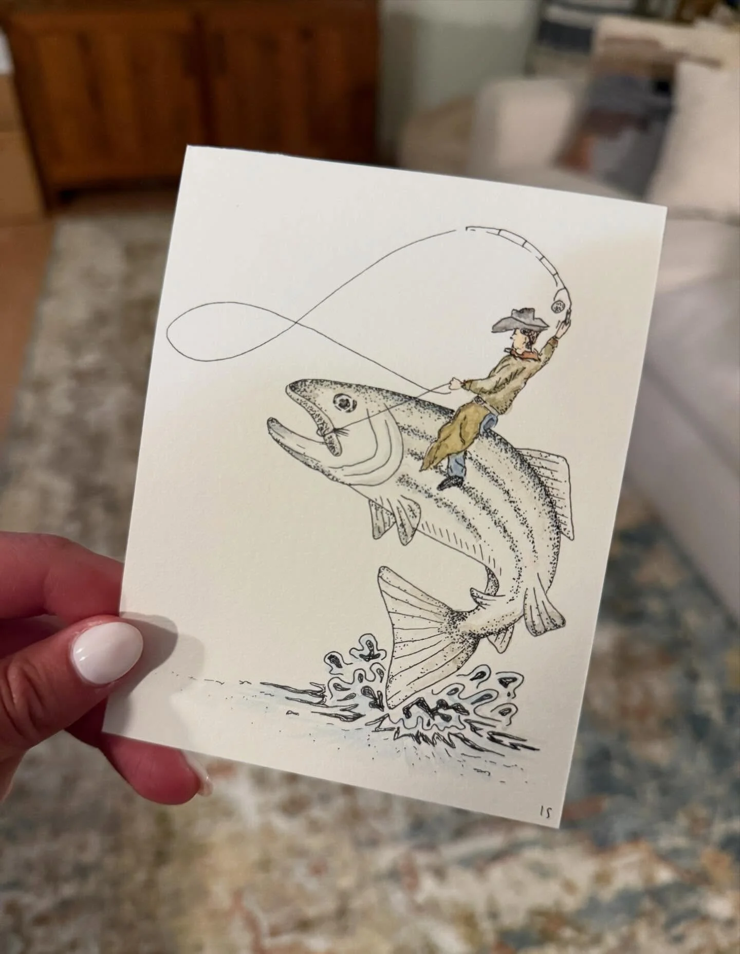 one of my all time faves🤠🎣

#localartist #watercolor #greetingcards